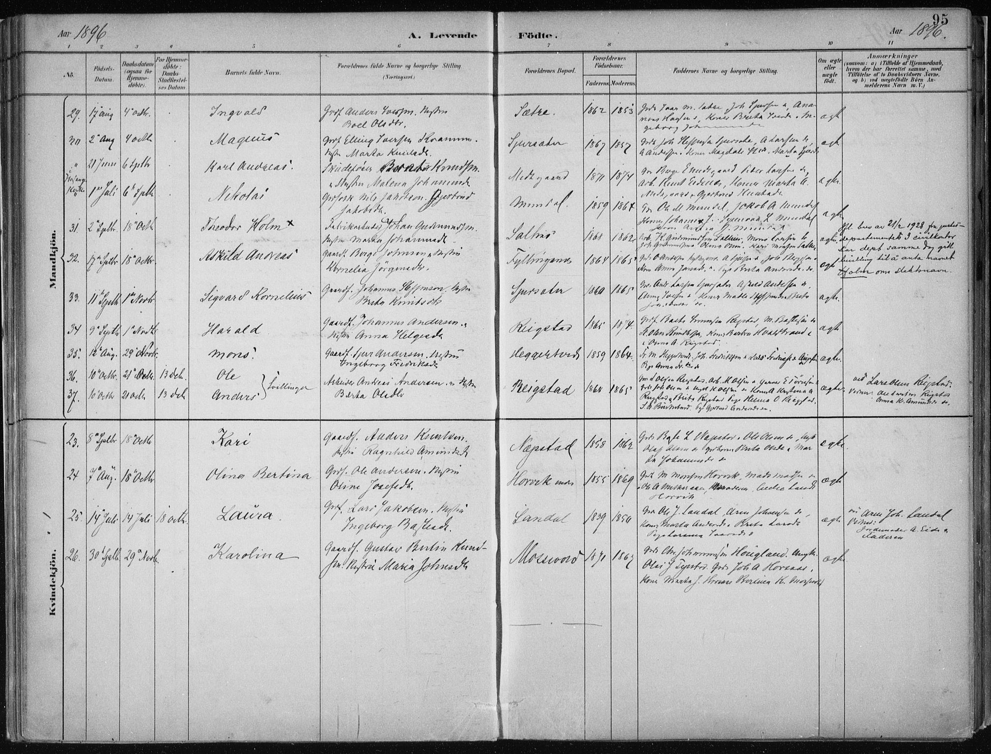 Hamre sokneprestembete, AV/SAB-A-75501/H/Ha/Haa/Haab/L0001: Parish register (official) no. B  1, 1882-1905, p. 95