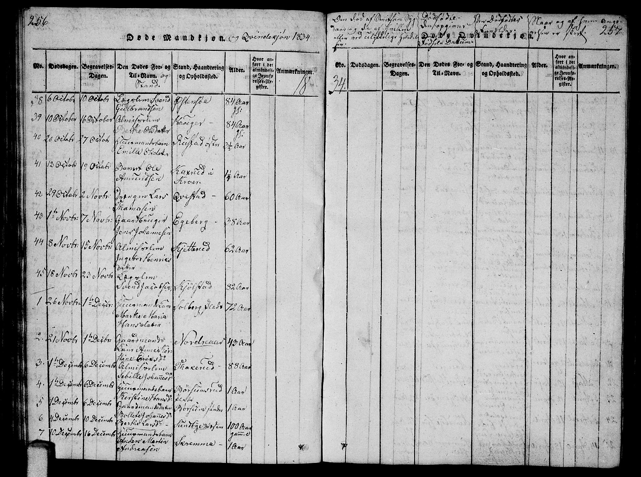 Ås prestekontor Kirkebøker, SAO/A-10894/G/Ga/L0002: Parish register (copy) no. I 2, 1820-1836, p. 256-257