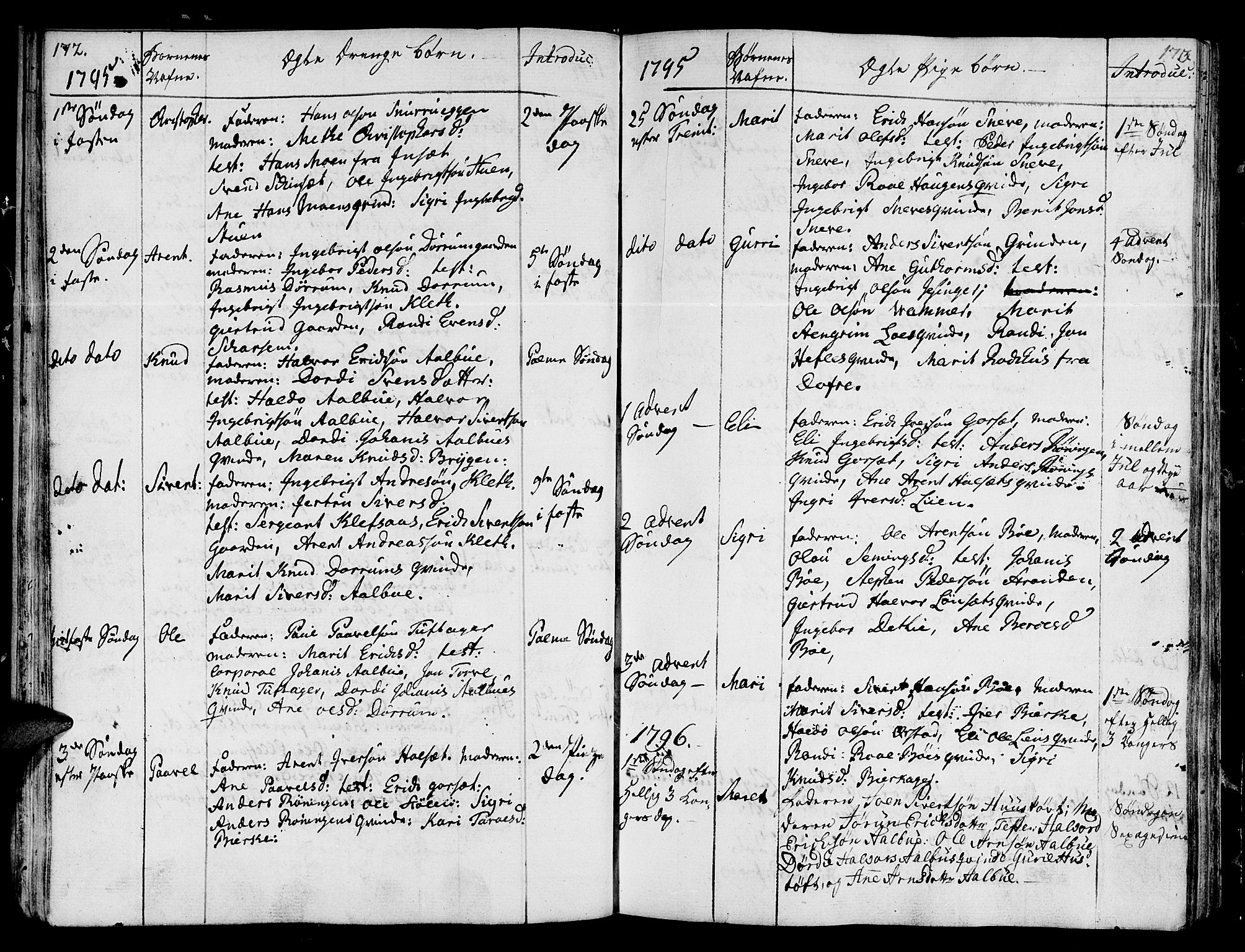 Ministerialprotokoller, klokkerbøker og fødselsregistre - Sør-Trøndelag, SAT/A-1456/678/L0893: Parish register (official) no. 678A03, 1792-1805, p. 172-173