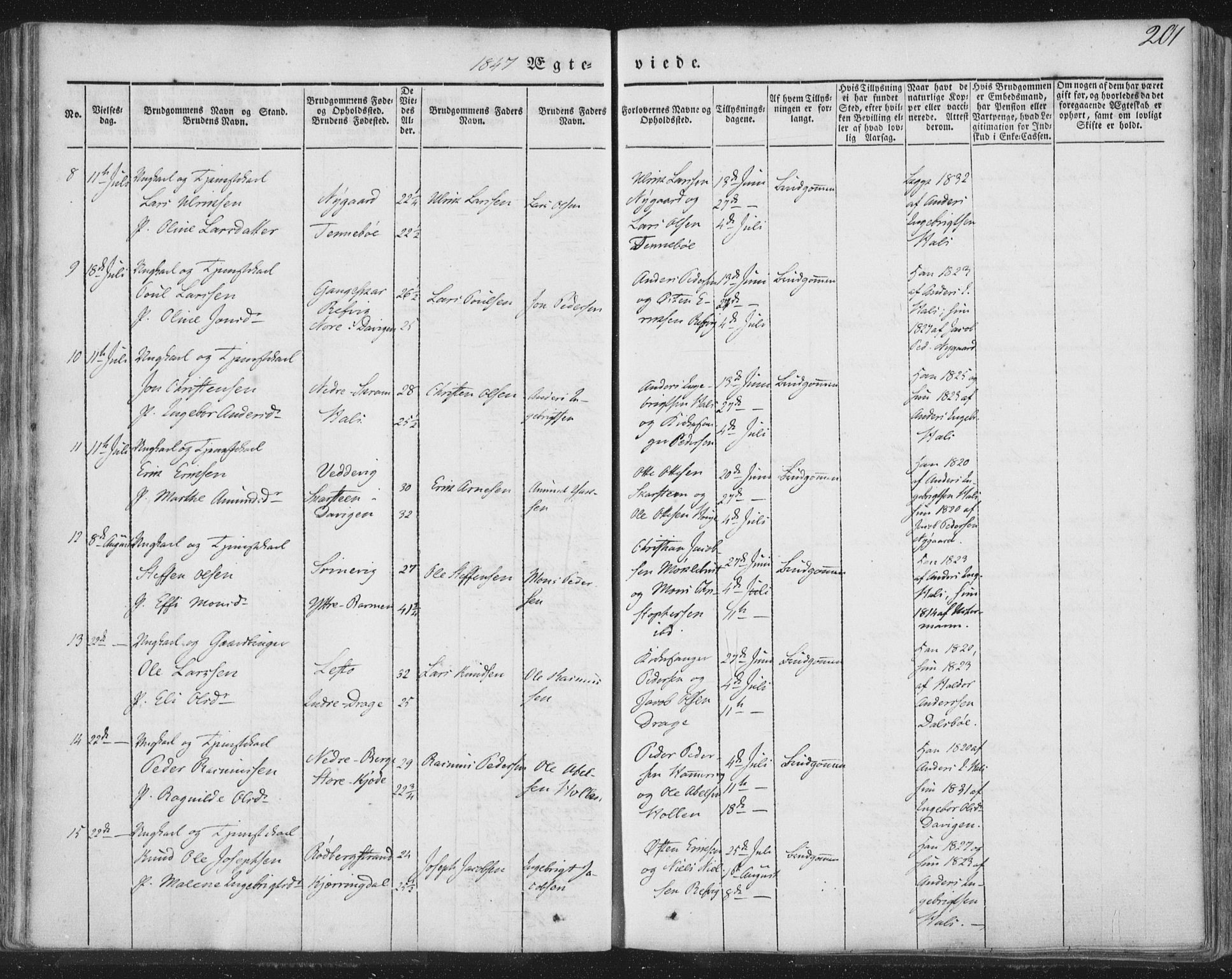 Selje sokneprestembete, AV/SAB-A-99938/H/Ha/Haa/Haaa: Parish register (official) no. A 10, 1844-1858, p. 201