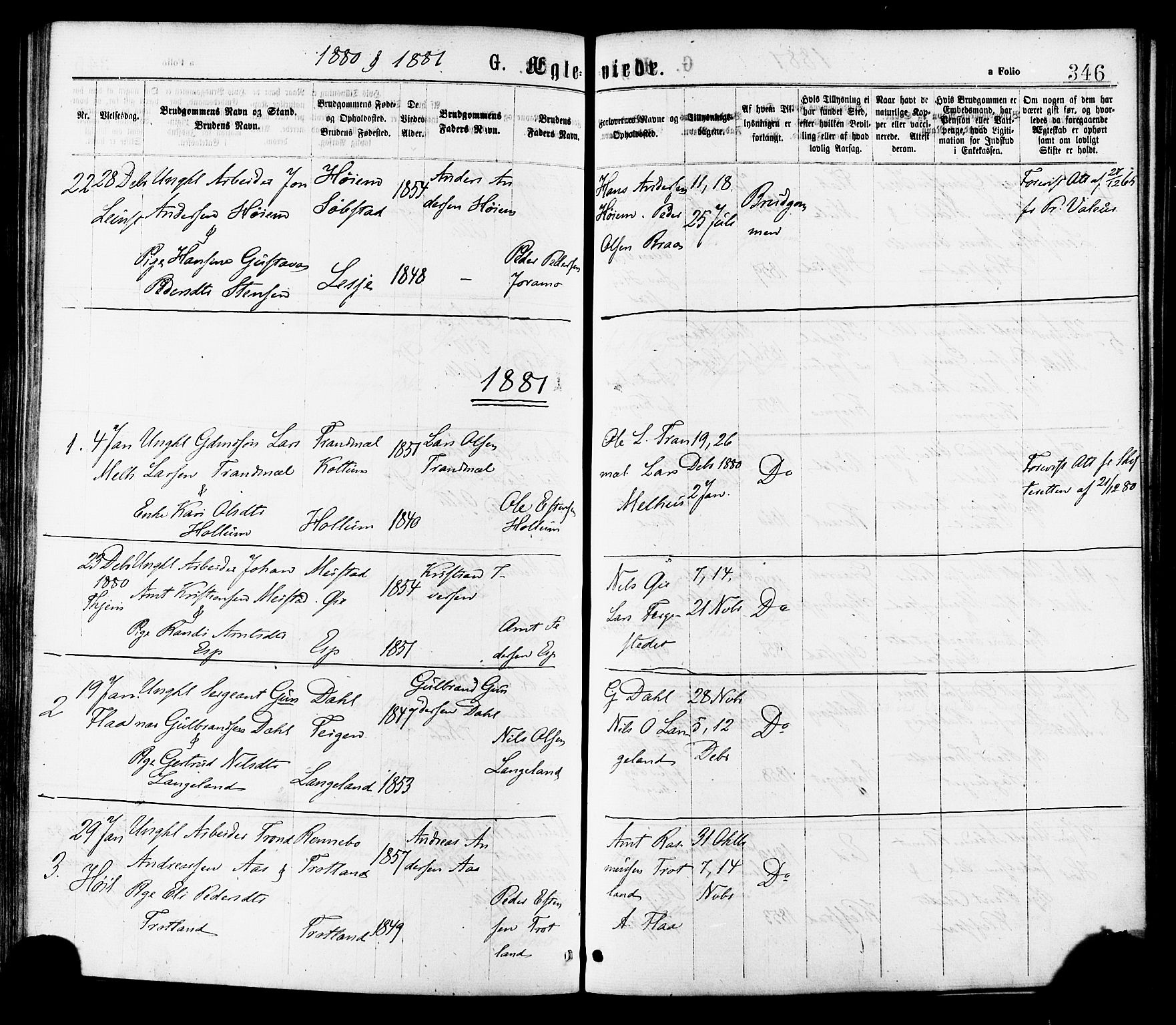 Ministerialprotokoller, klokkerbøker og fødselsregistre - Sør-Trøndelag, SAT/A-1456/691/L1079: Parish register (official) no. 691A11, 1873-1886, p. 346