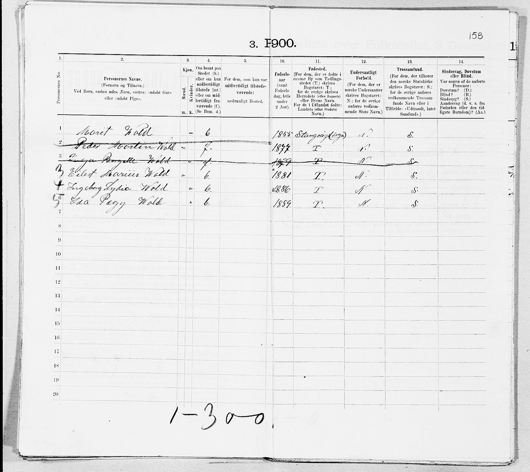 SAT, 1900 census for Kristiansund, 1900, p. 8209