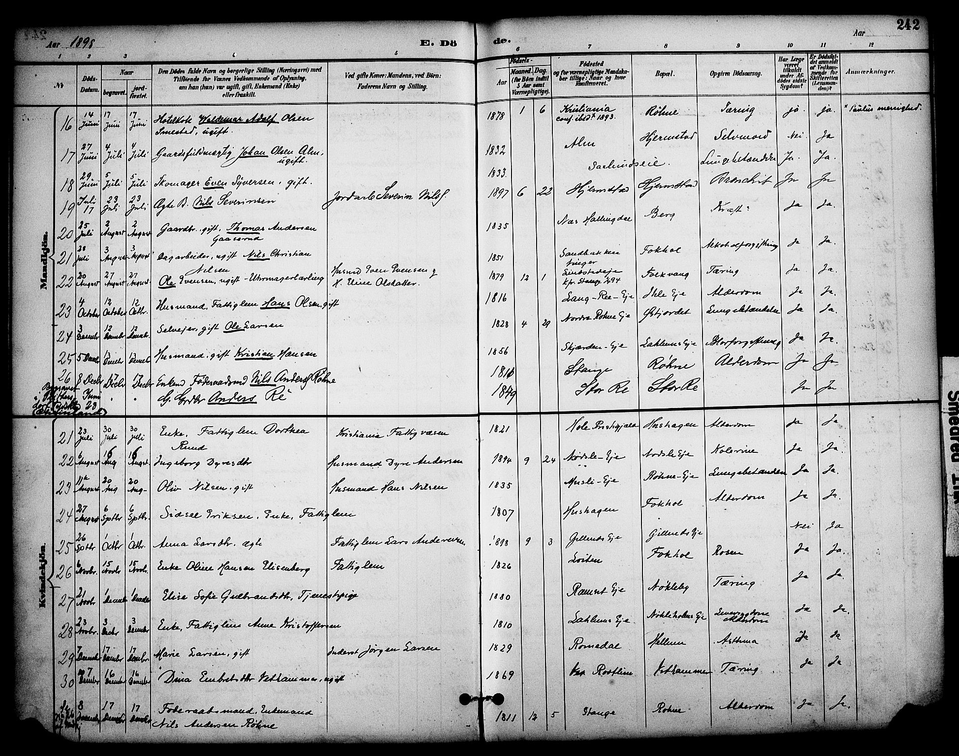 Stange prestekontor, AV/SAH-PREST-002/K/L0020: Parish register (official) no. 20, 1894-1905, p. 242