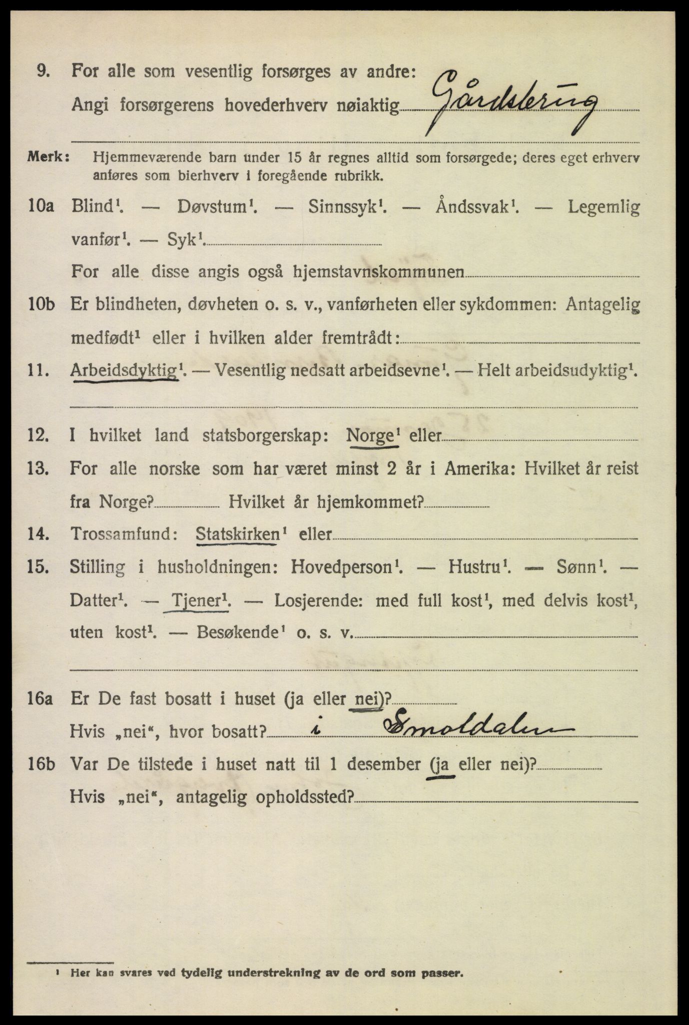 SAH, 1920 census for Trysil, 1920, p. 6914