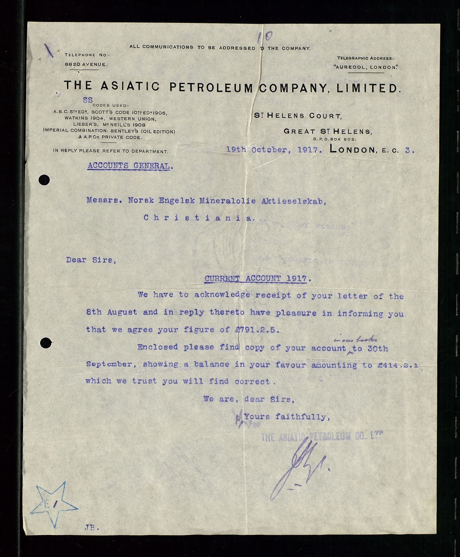 Pa 1521 - A/S Norske Shell, AV/SAST-A-101915/E/Ea/Eaa/L0001: Sjefskorrespondanse, 1917, p. 89