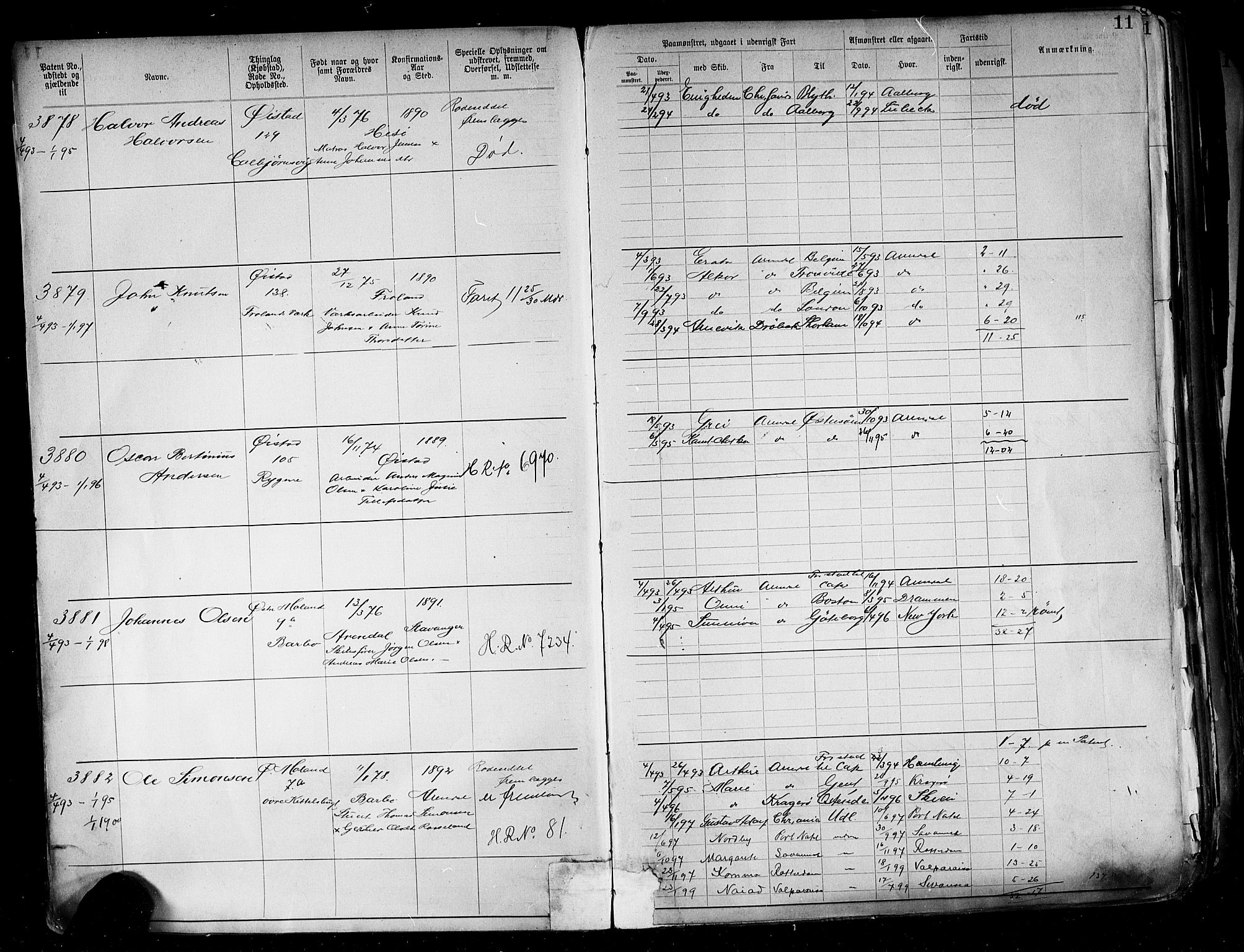 Arendal mønstringskrets, AV/SAK-2031-0012/F/Fa/L0004: Annotasjonsrulle nr 3828-4715 og nr 1-1296, S-4, 1892-1918, p. 14