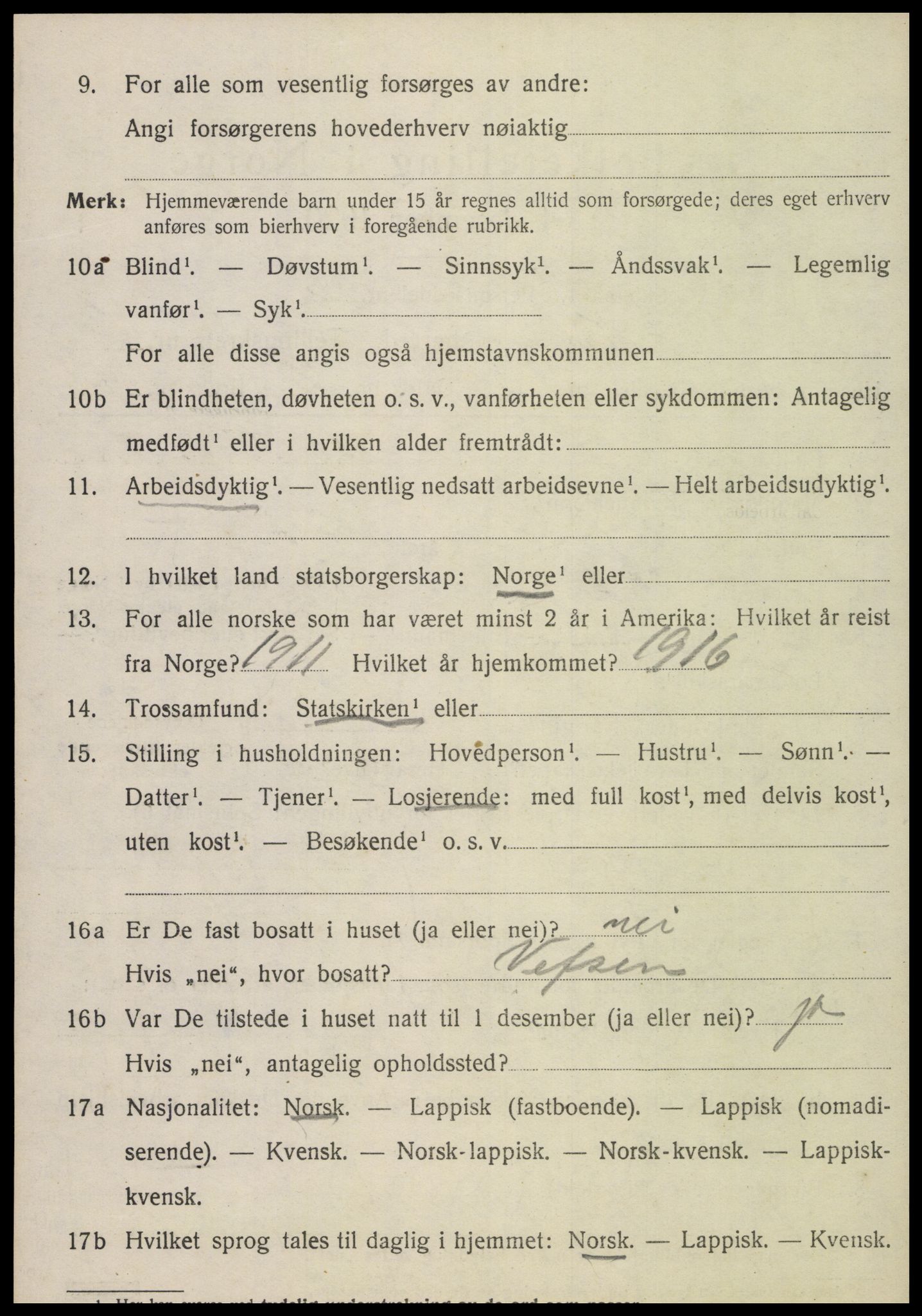 SAT, 1920 census for Klinga, 1920, p. 2094