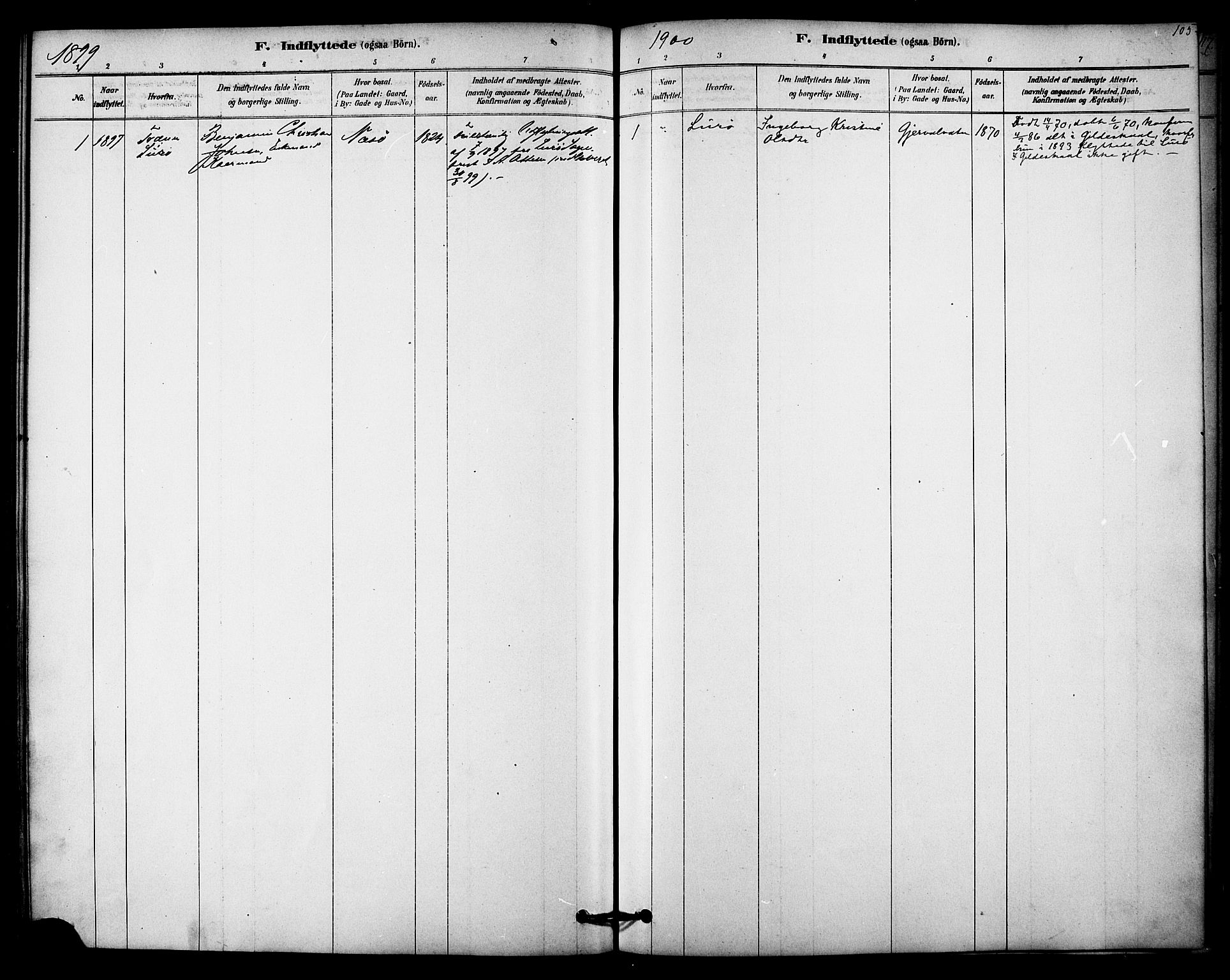 Ministerialprotokoller, klokkerbøker og fødselsregistre - Nordland, SAT/A-1459/841/L0609: Parish register (official) no. 841A13, 1878-1902, p. 105