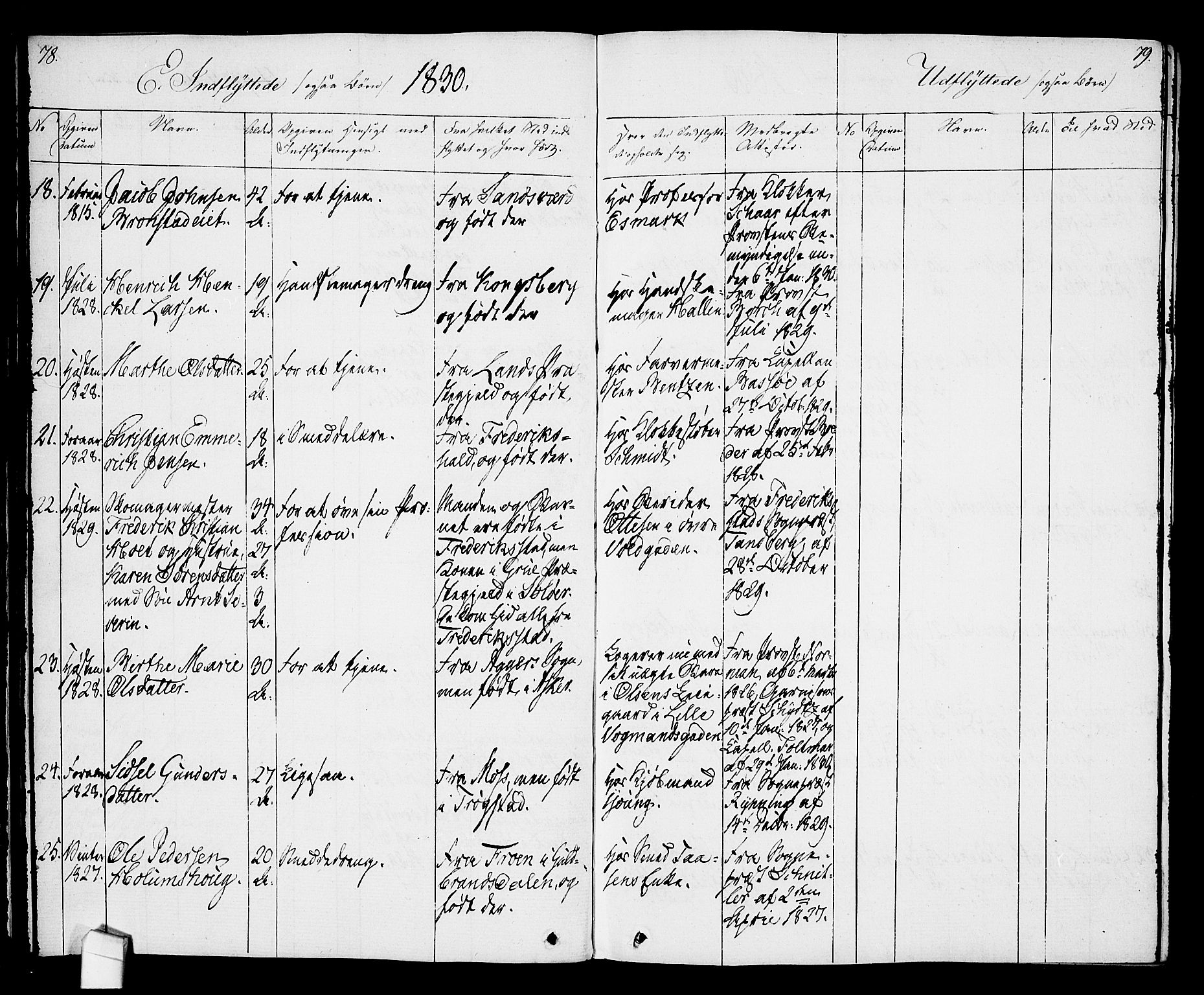 Oslo domkirke Kirkebøker, AV/SAO-A-10752/F/Fa/L0027: Parish register (official) no. 27, 1828-1840, p. 78-79