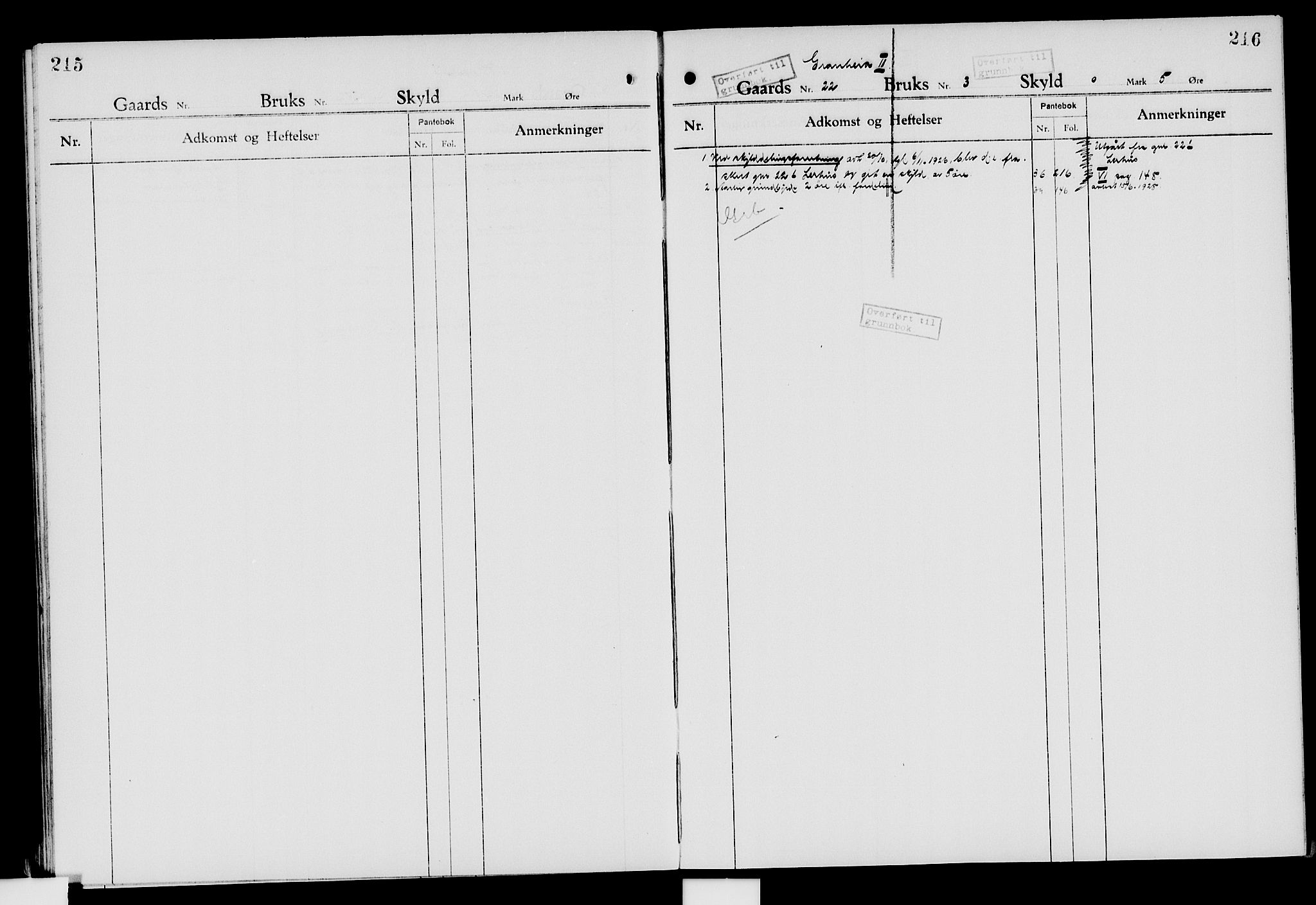 Nord-Hedmark sorenskriveri, SAH/TING-012/H/Ha/Had/Hade/L0007: Mortgage register no. 4.7, 1924-1940, p. 215-216