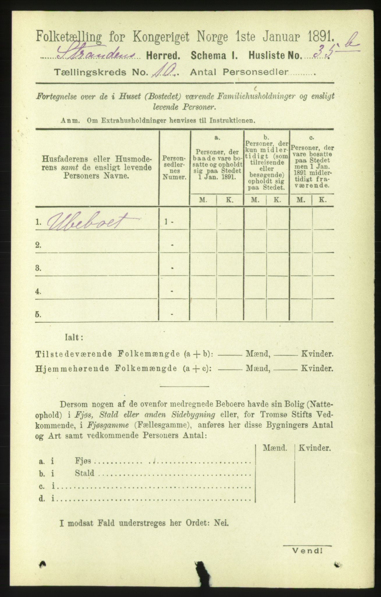 RA, 1891 census for 1525 Stranda, 1891, p. 2379