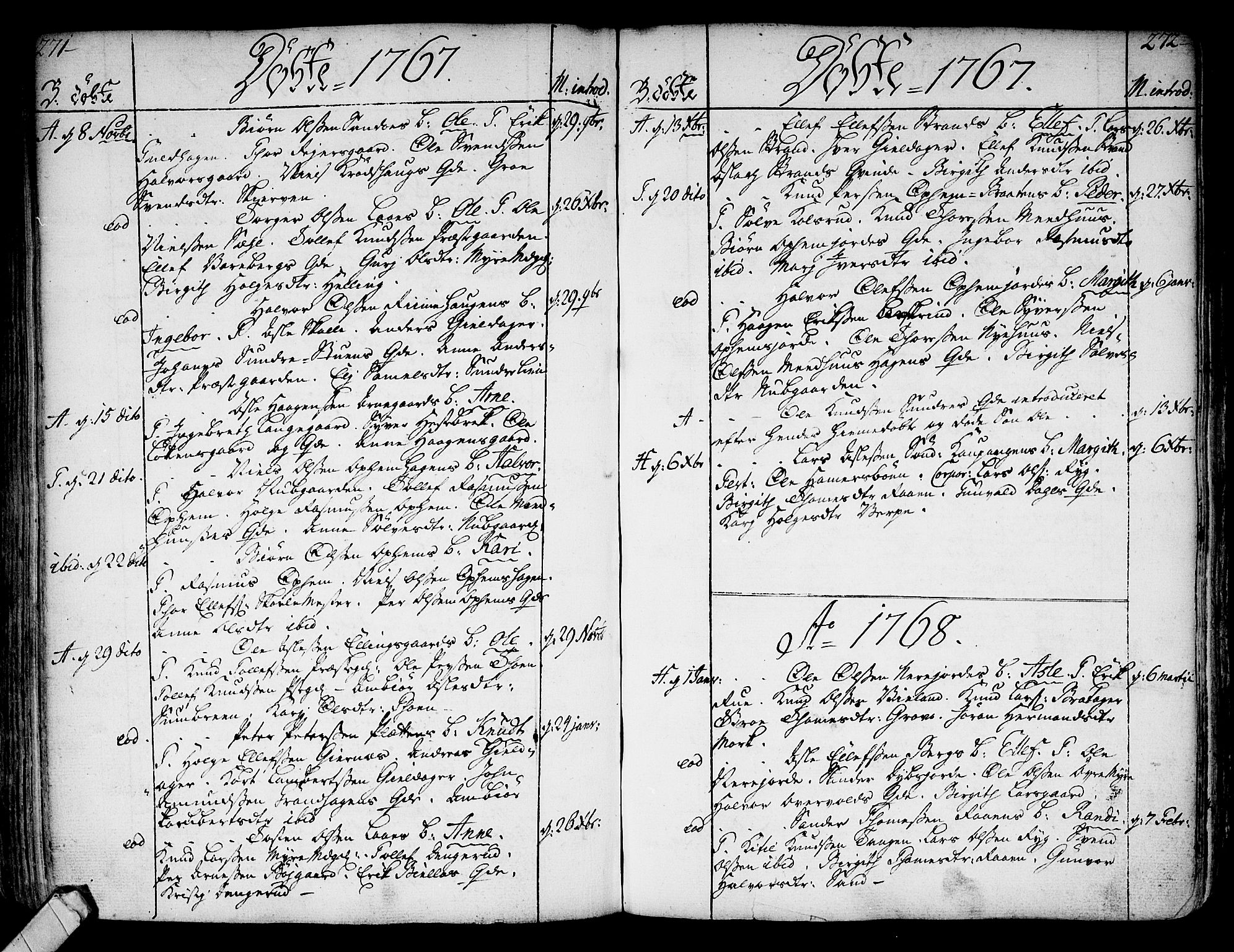 Ål kirkebøker, SAKO/A-249/F/Fa/L0001: Parish register (official) no. I 1, 1744-1769, p. 271-272