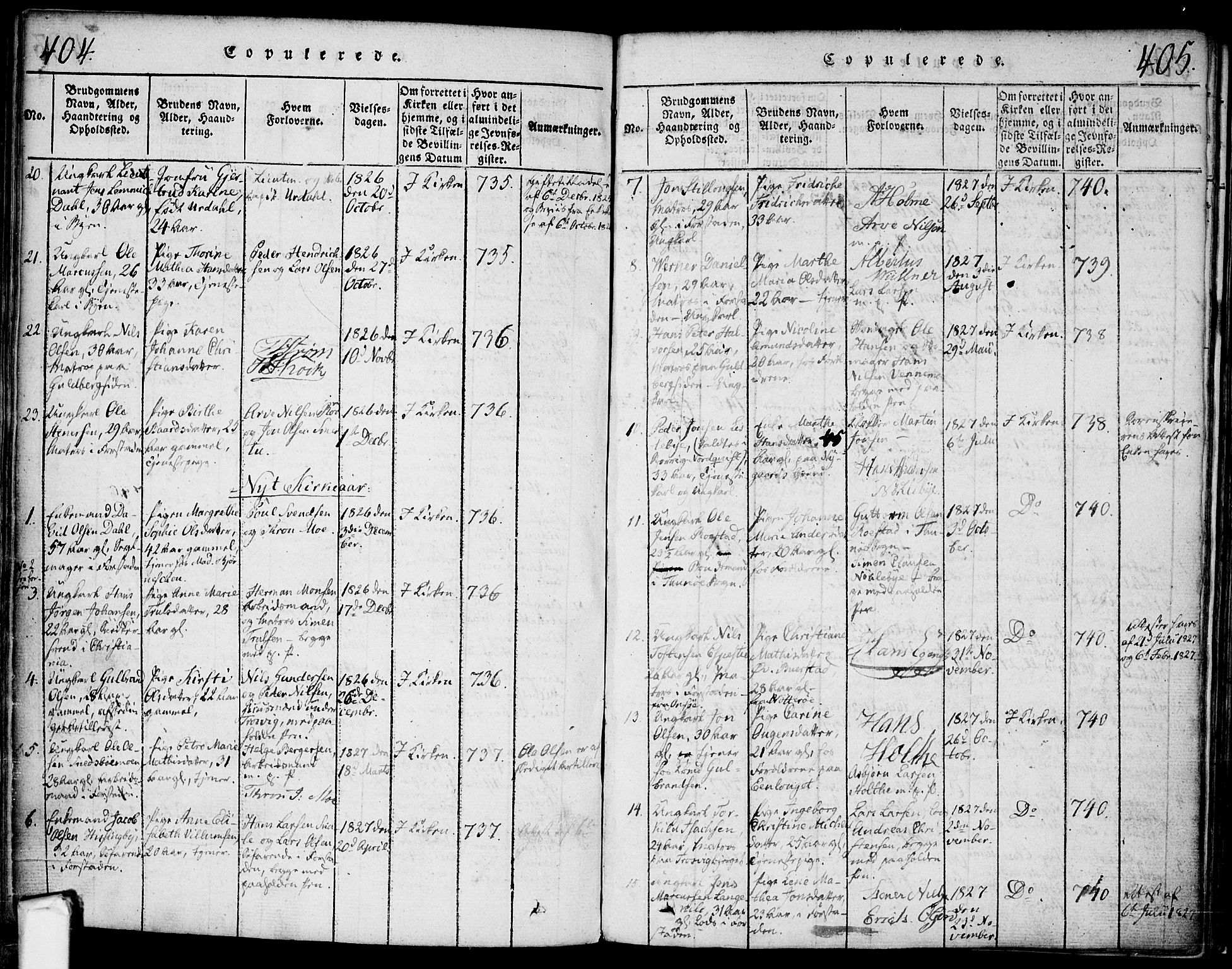 Glemmen prestekontor Kirkebøker, SAO/A-10908/F/Fa/L0004: Parish register (official) no. 4, 1816-1838, p. 404-405