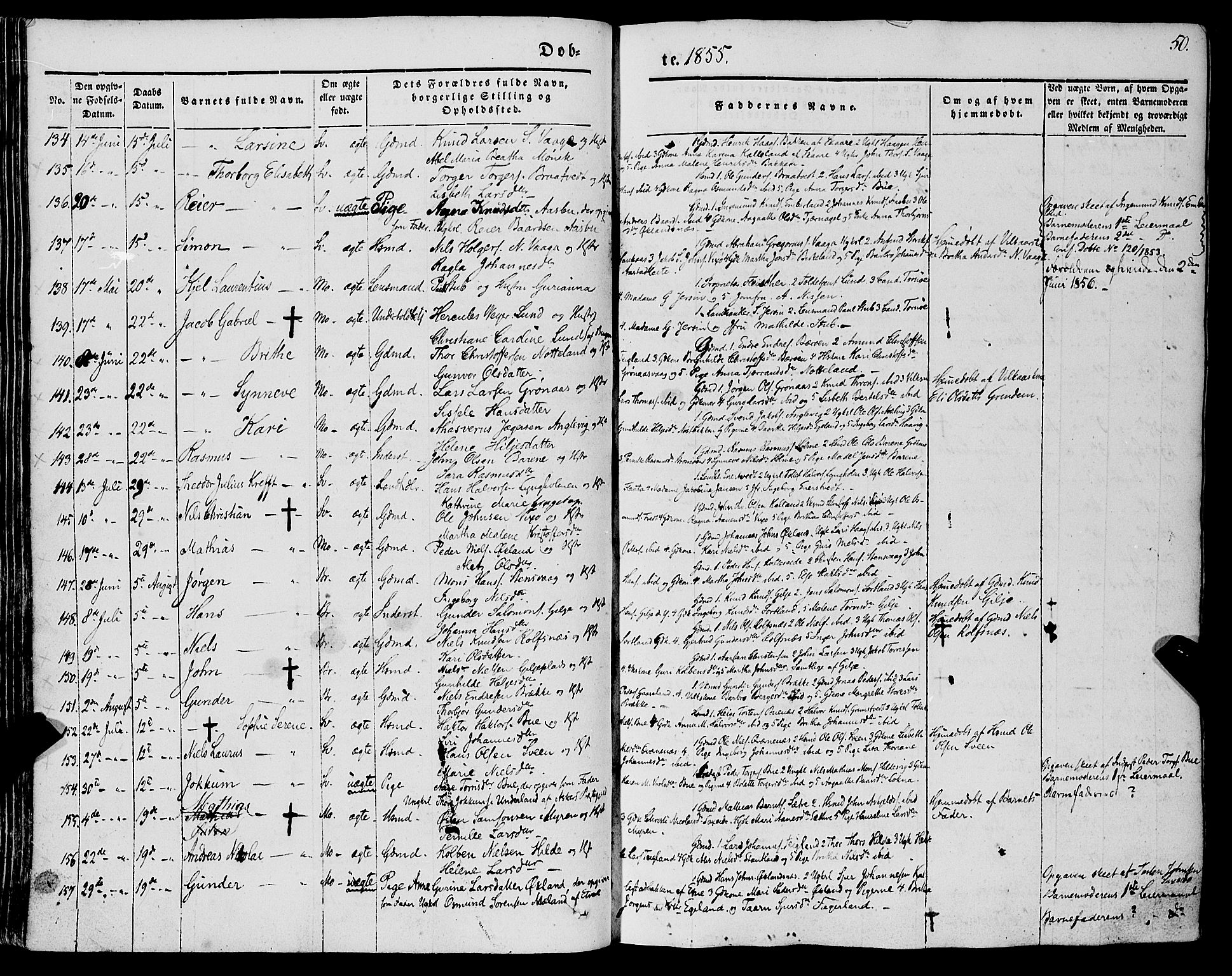 Finnås sokneprestembete, SAB/A-99925/H/Ha/Haa/Haaa/L0007: Parish register (official) no. A 7, 1850-1862, p. 50