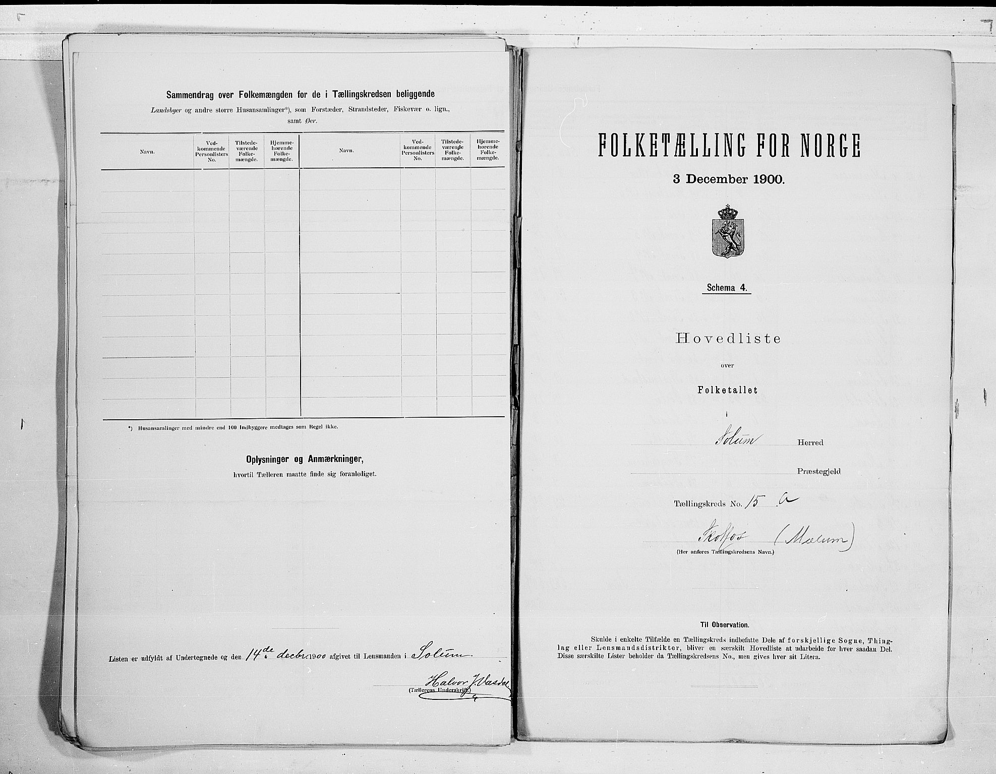 SAKO, 1900 census for Solum, 1900, p. 42