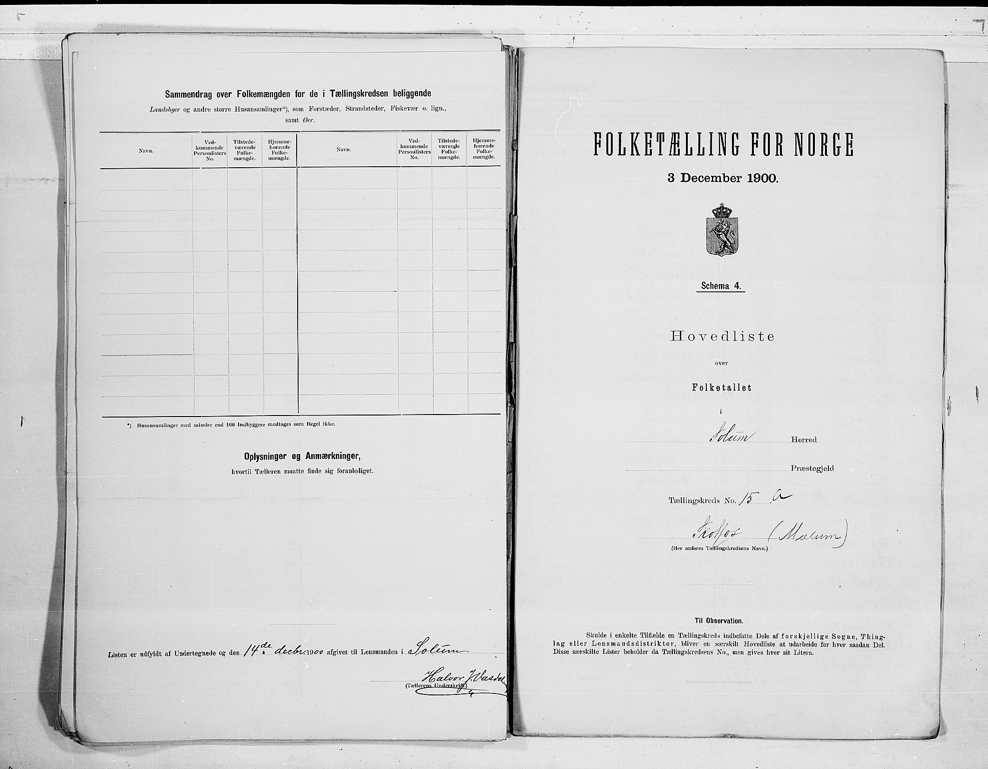 SAKO, 1900 census for Solum, 1900, p. 42