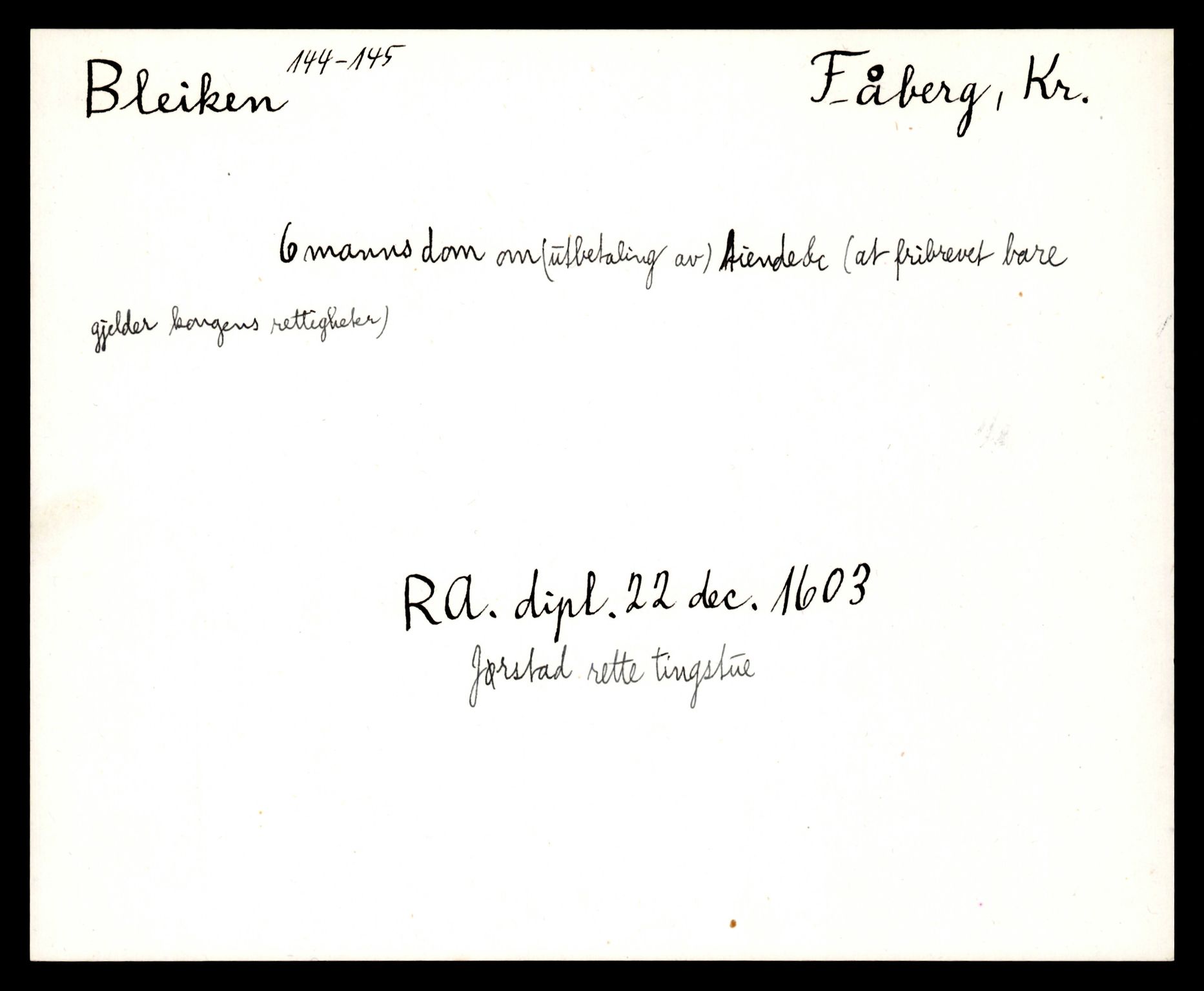 Riksarkivets diplomsamling, AV/RA-EA-5965/F35/F35e/L0010: Registreringssedler Oppland 2, 1400-1700, p. 435