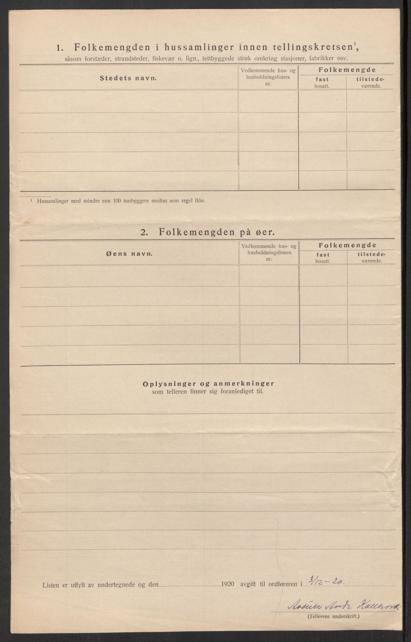 SAK, 1920 census for Hornnes, 1920, p. 25