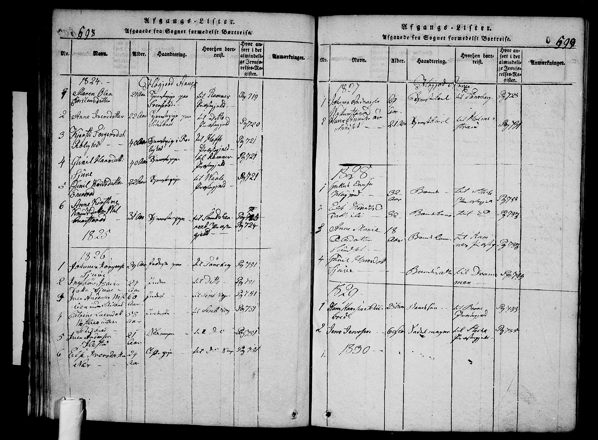 Andebu kirkebøker, AV/SAKO-A-336/G/Ga/L0002: Parish register (copy) no. I 2 /2, 1823-1832, p. 598-599