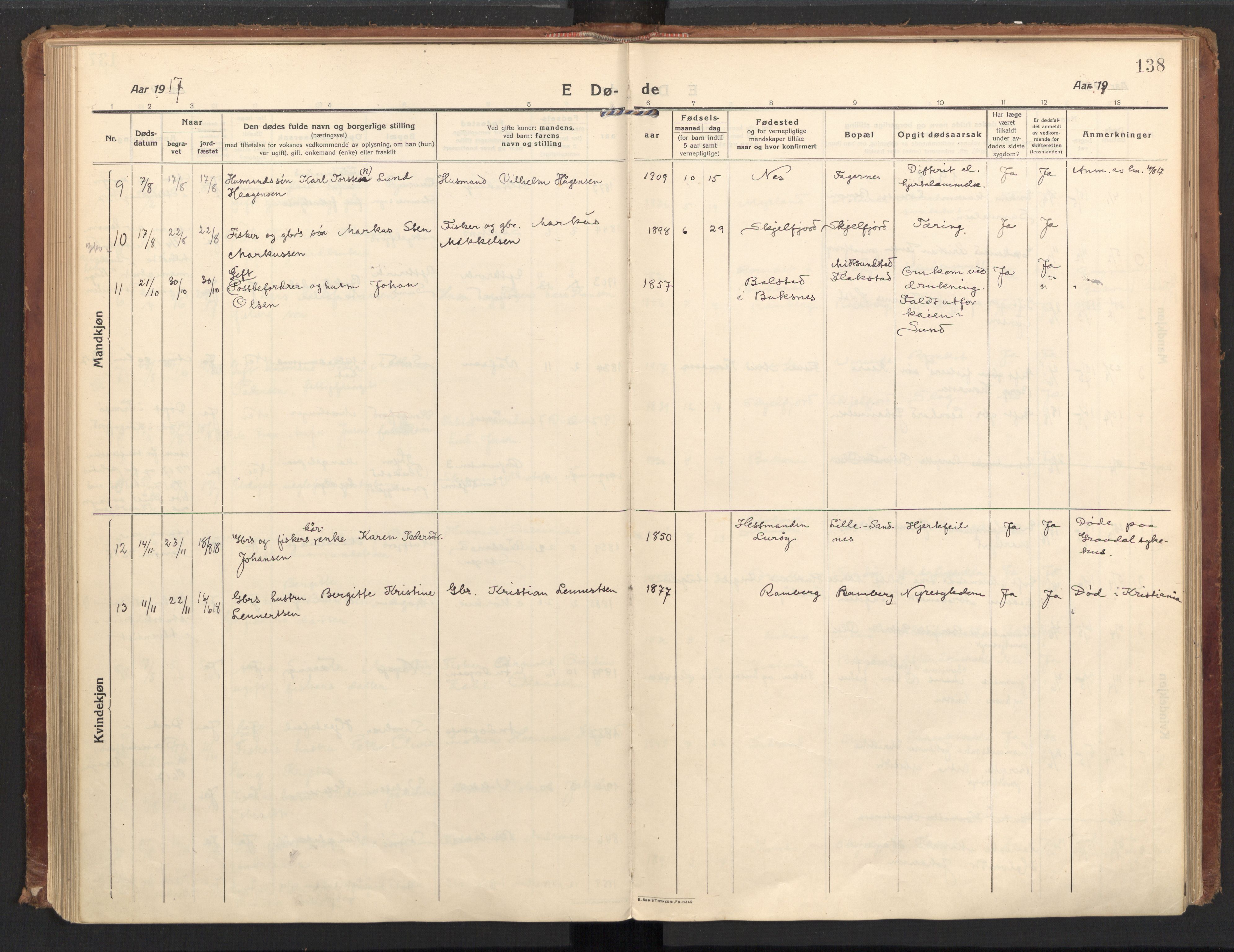 Ministerialprotokoller, klokkerbøker og fødselsregistre - Nordland, AV/SAT-A-1459/885/L1210: Parish register (official) no. 885A10, 1916-1926, p. 138