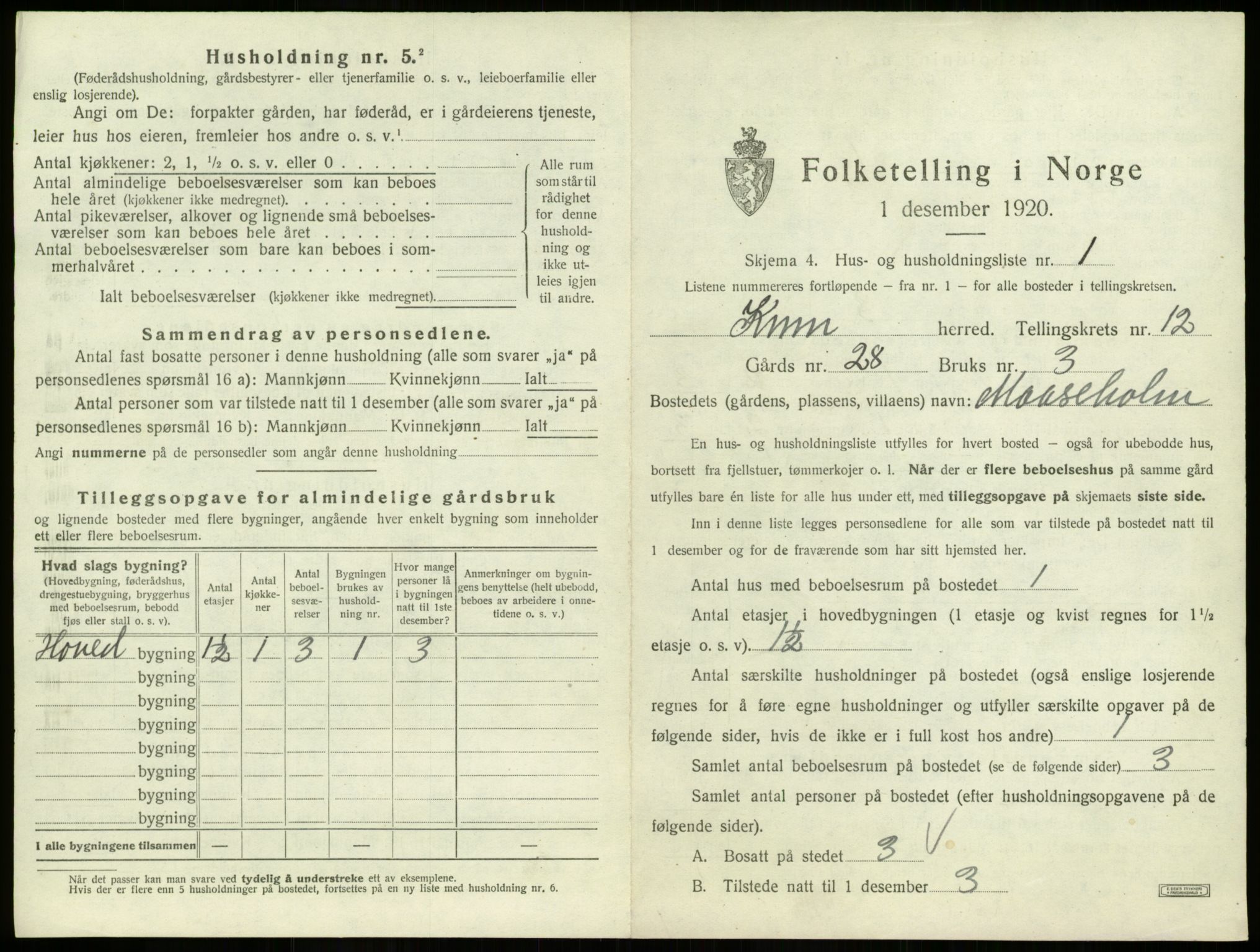 SAB, 1920 census for Kinn, 1920, p. 517