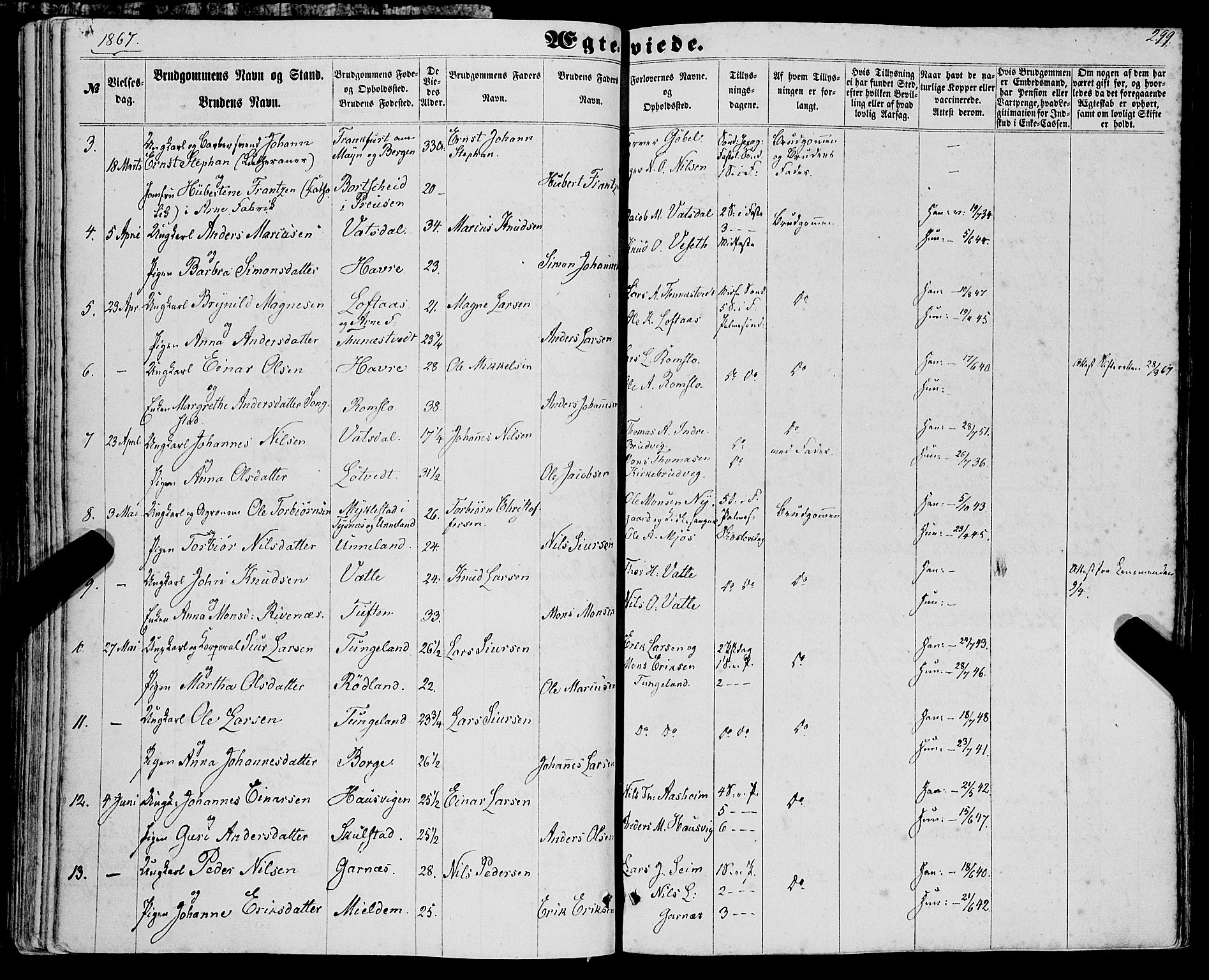 Haus sokneprestembete, AV/SAB-A-75601/H/Haa: Parish register (official) no. A 17, 1858-1870, p. 299