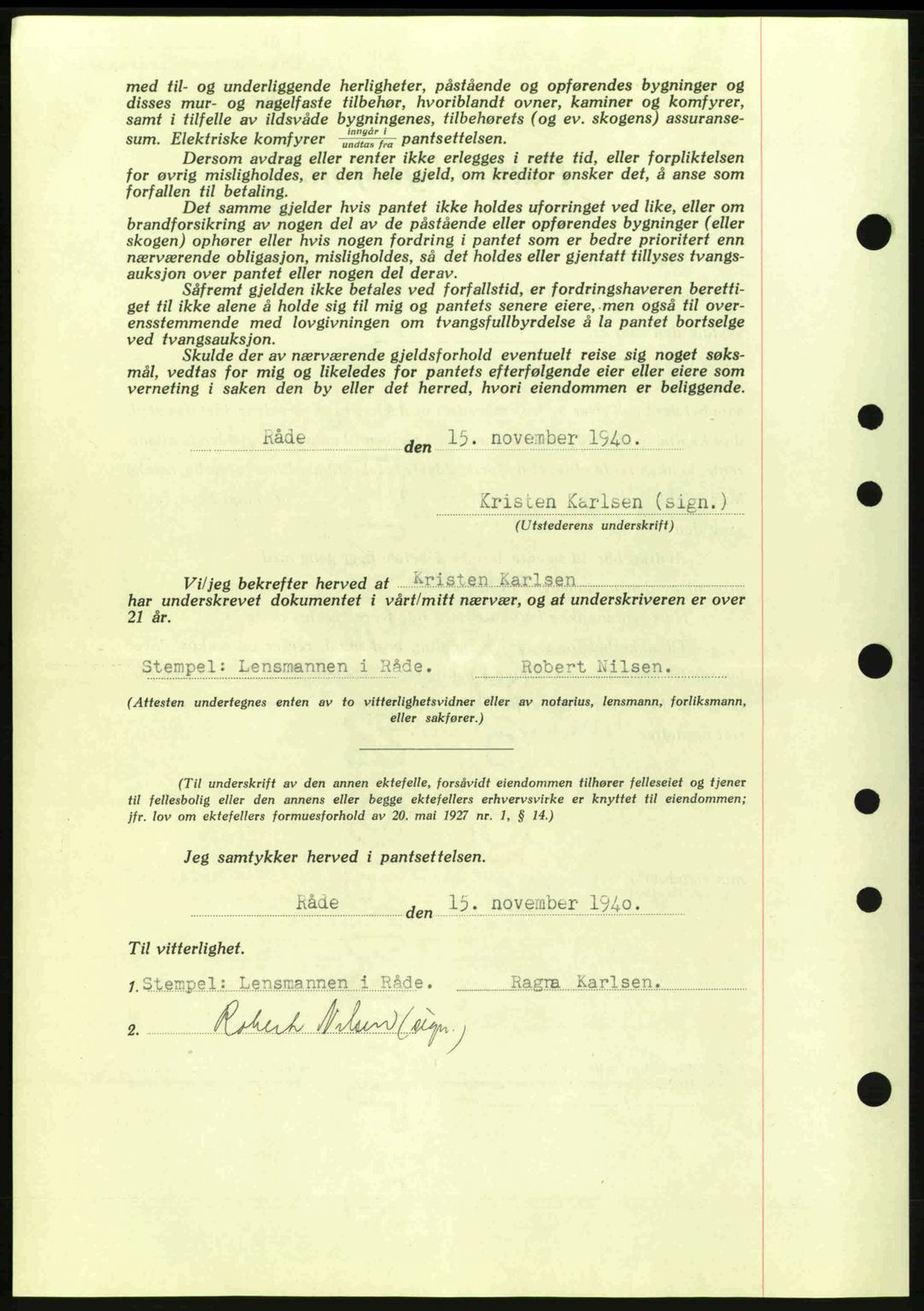 Moss sorenskriveri, SAO/A-10168: Mortgage book no. B10, 1940-1941, Diary no: : 1659/1940