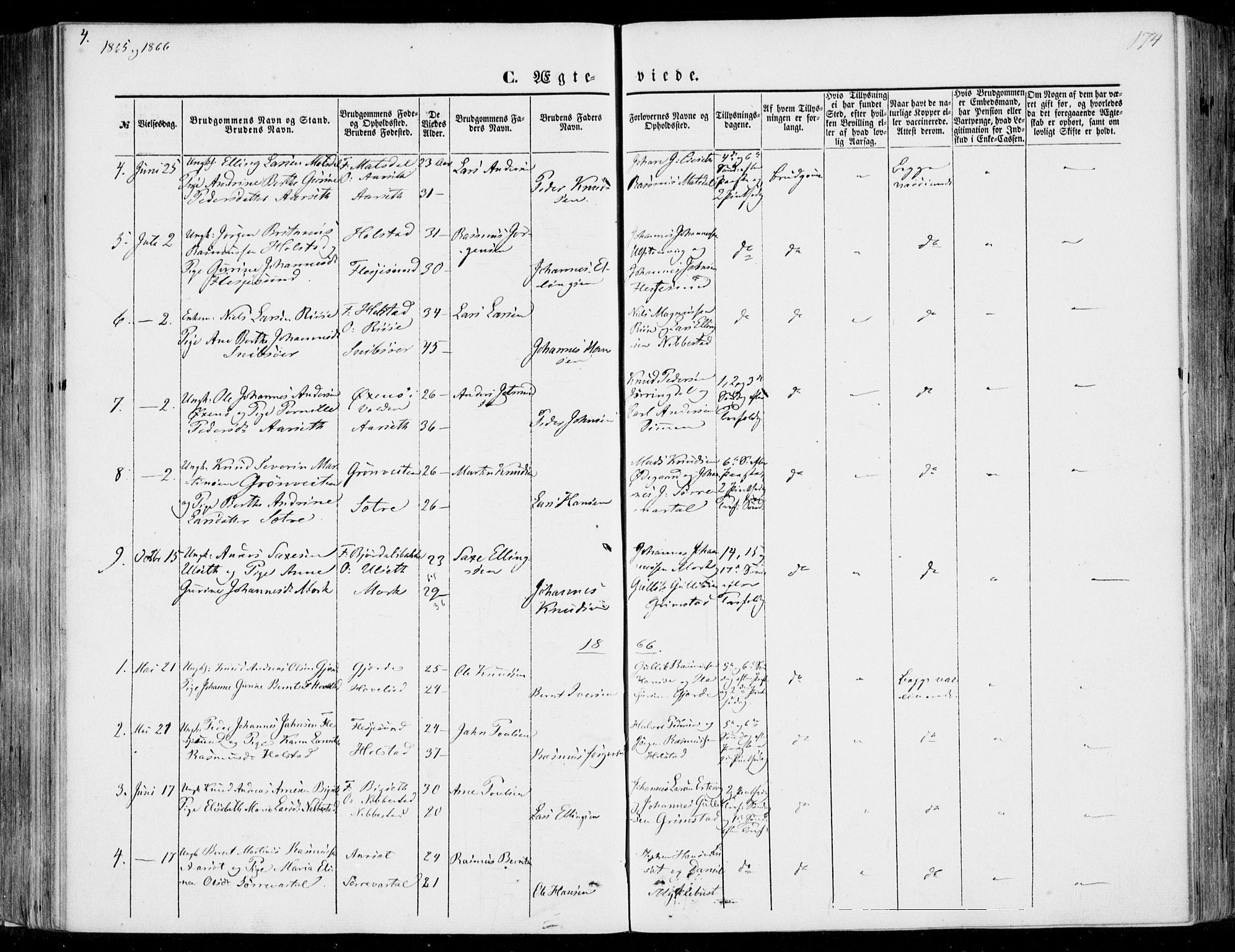 Ministerialprotokoller, klokkerbøker og fødselsregistre - Møre og Romsdal, SAT/A-1454/510/L0121: Parish register (official) no. 510A01, 1848-1877, p. 174