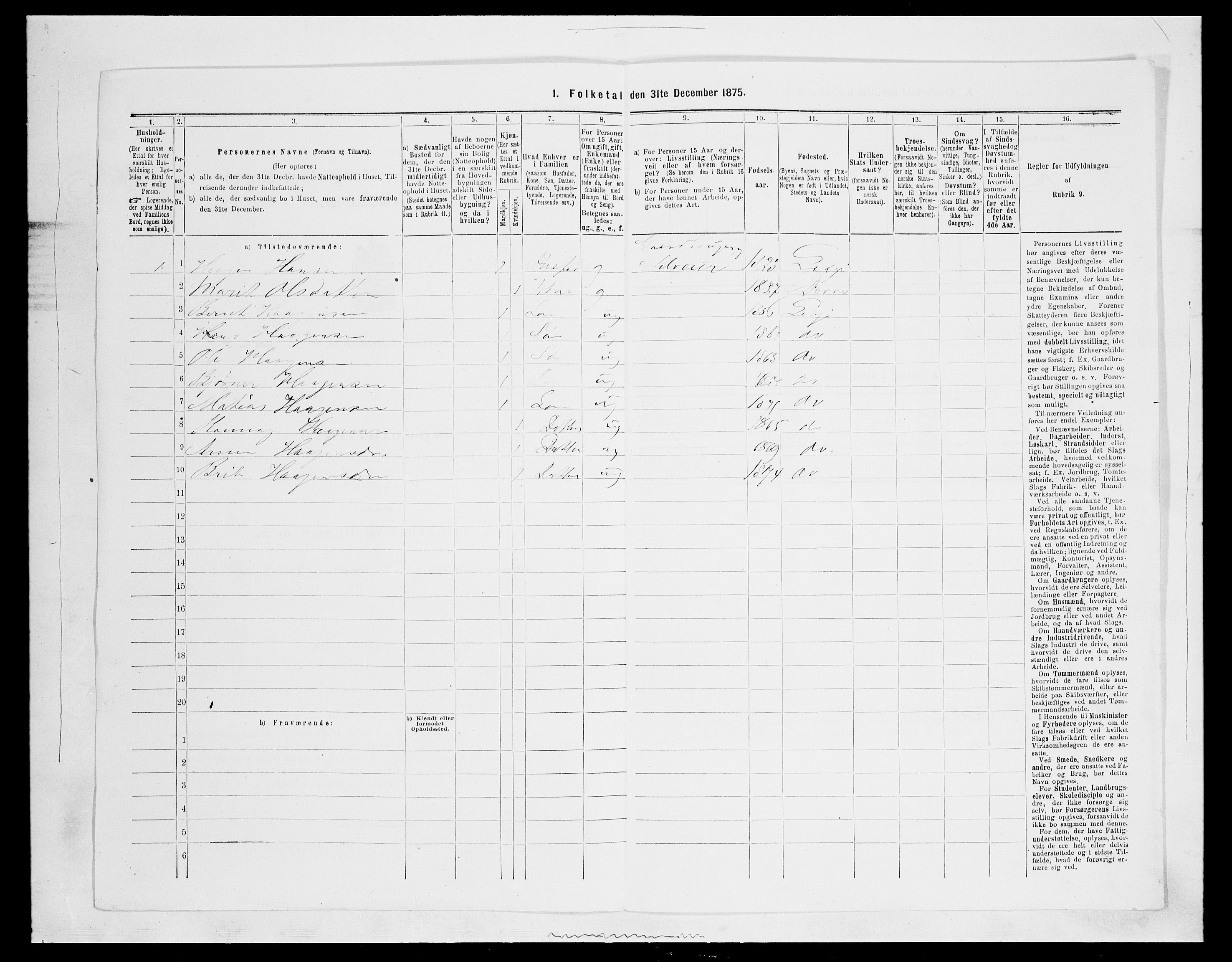 SAH, 1875 census for 0512P Lesja, 1875, p. 539