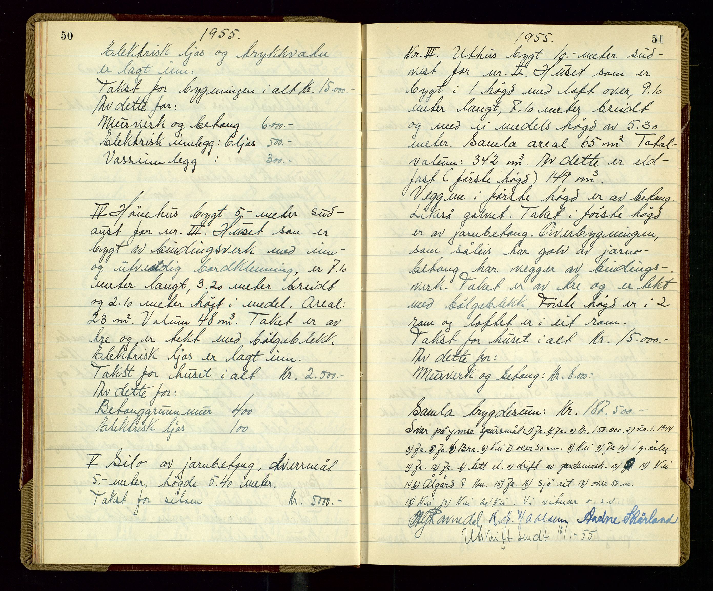 Gjesdal lensmannskontor, AV/SAST-A-100441/Go/L0006: Branntakstprotokoll, 1954-1955, p. 50-51