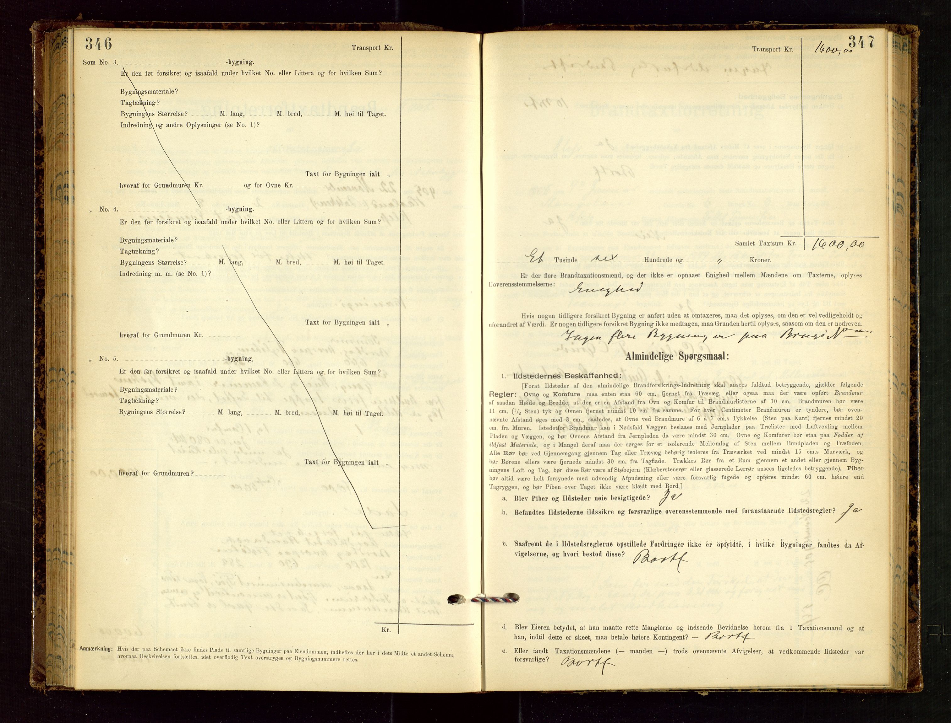 Klepp lensmannskontor, SAST/A-100163/Goc/L0002: "Brandtaxationsprotokol" m/register, 1898-1902, p. 346-347