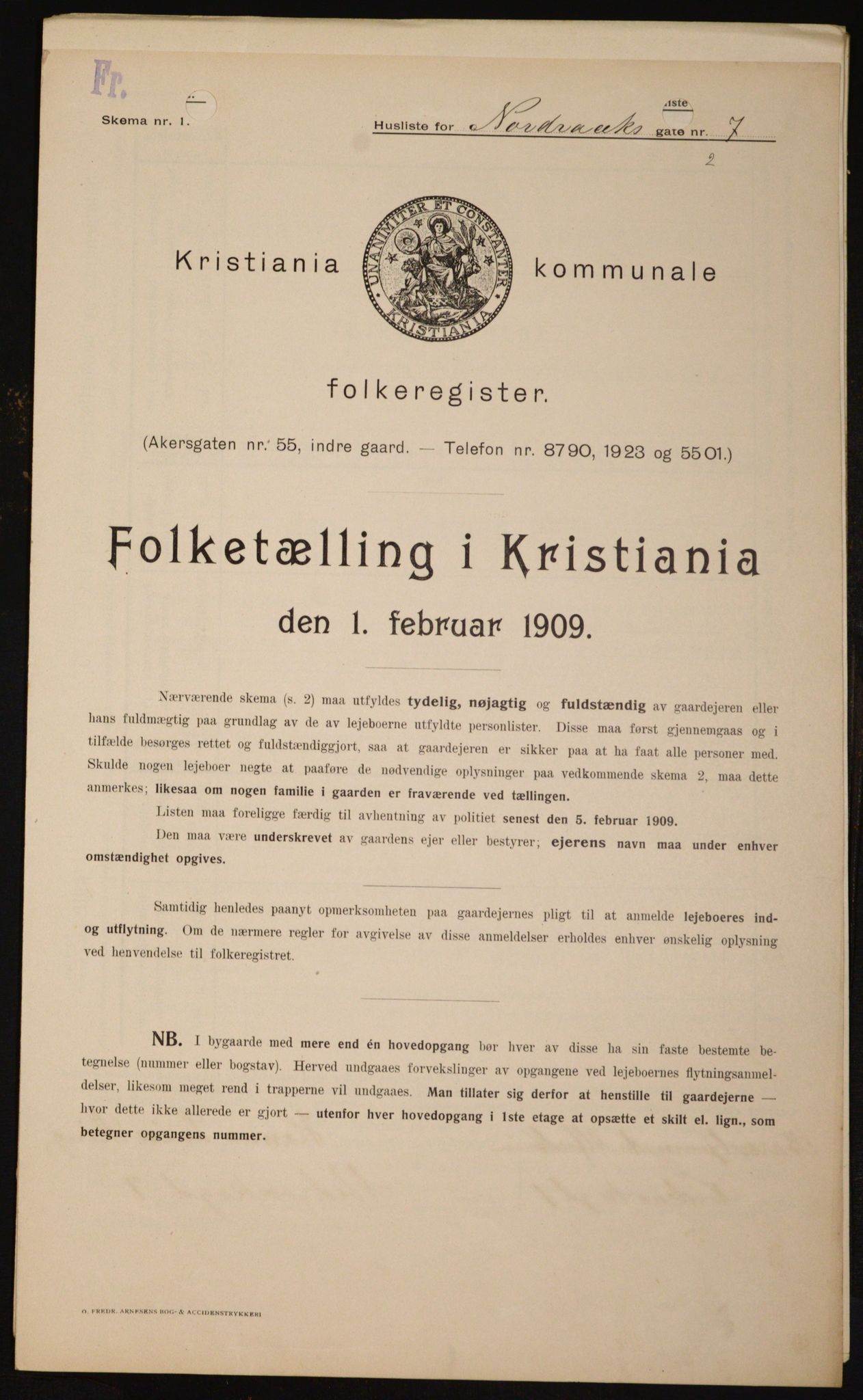 OBA, Municipal Census 1909 for Kristiania, 1909, p. 66905