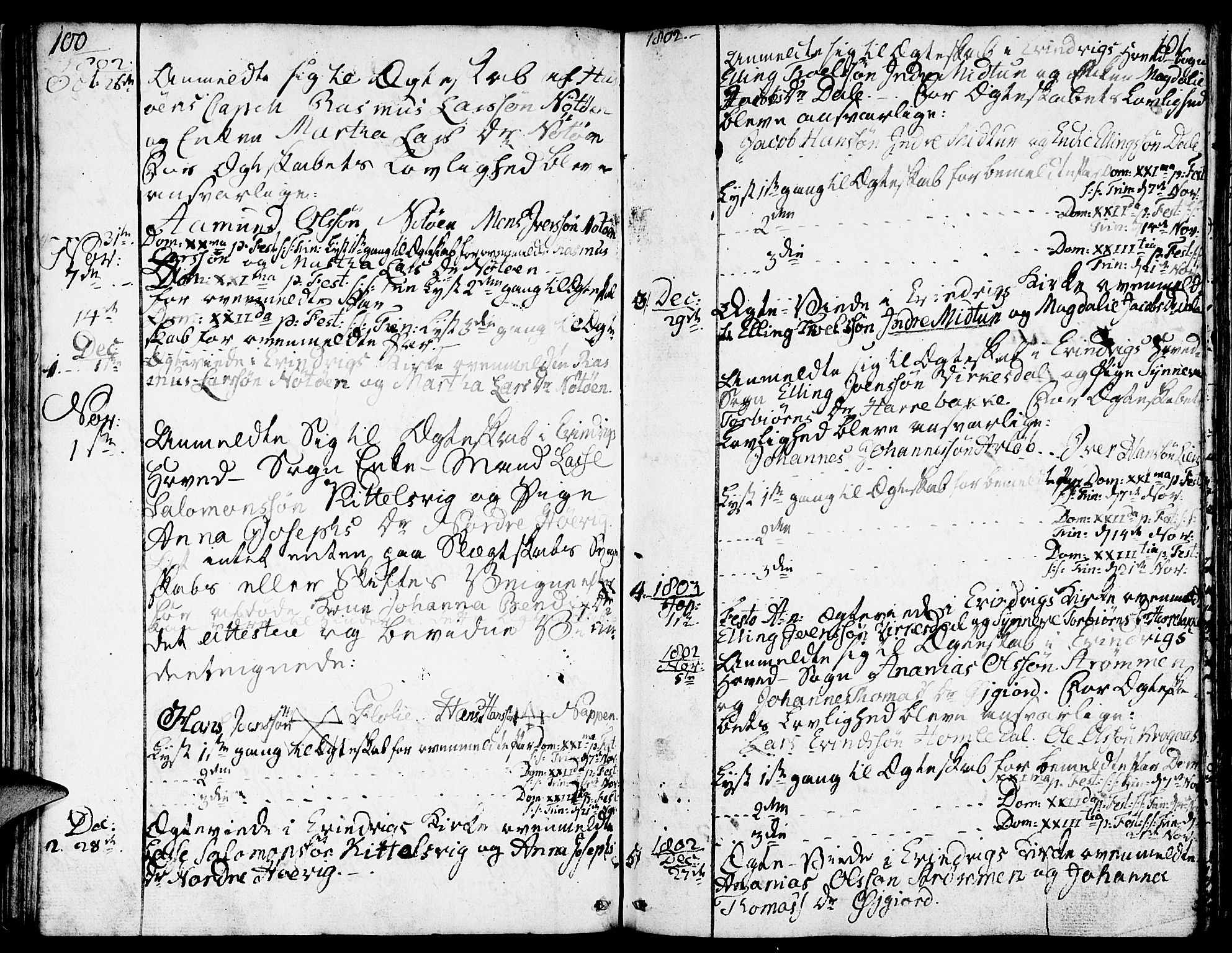 Gulen sokneprestembete, AV/SAB-A-80201/H/Haa/Haaa/L0016: Parish register (official) no. A 16, 1798-1808, p. 100-101