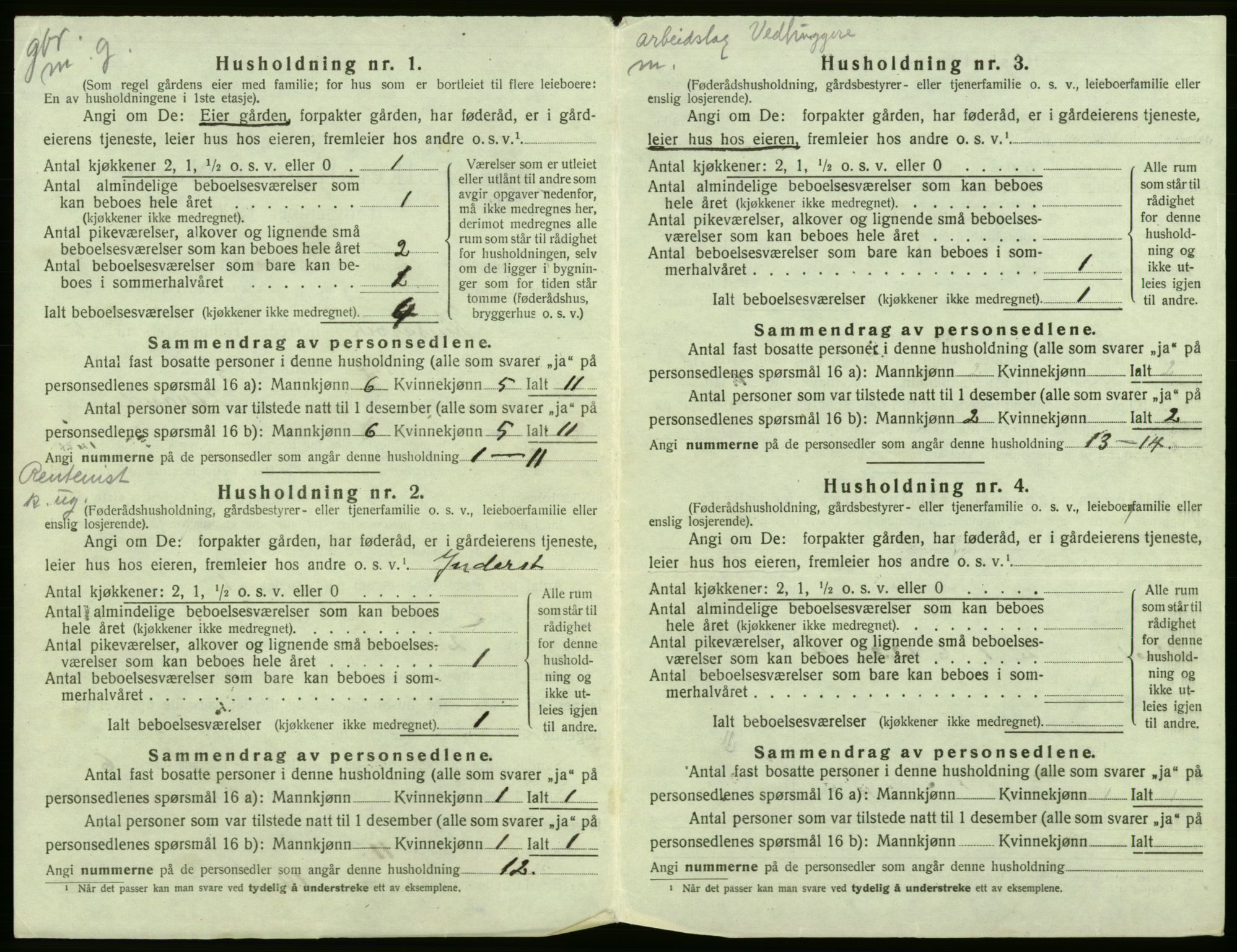 SAB, 1920 census for Kinsarvik, 1920, p. 350
