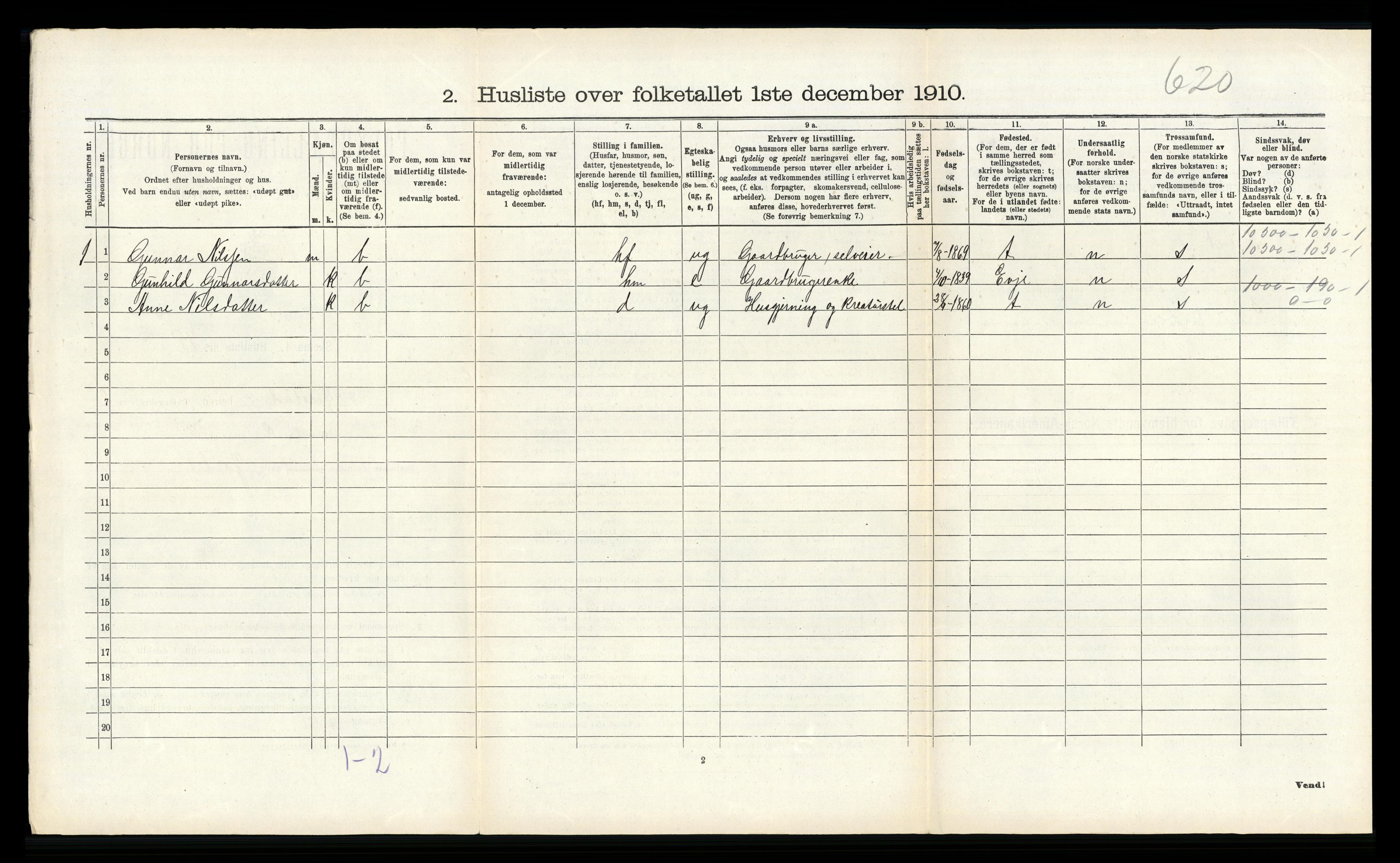 RA, 1910 census for Øyestad, 1910, p. 263