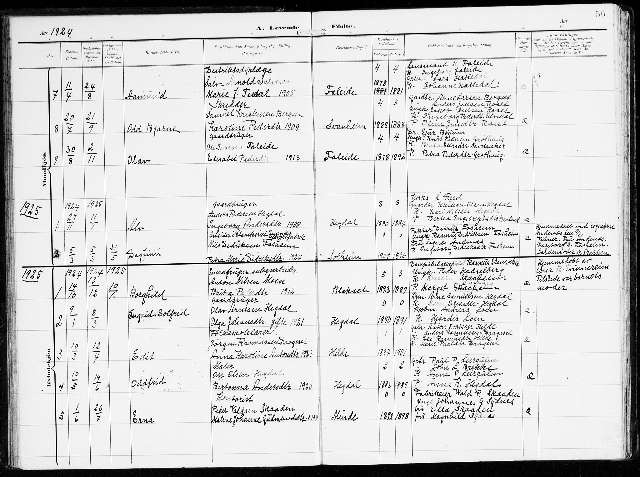 Innvik sokneprestembete, AV/SAB-A-80501: Parish register (official) no. B 2, 1903-1929, p. 56