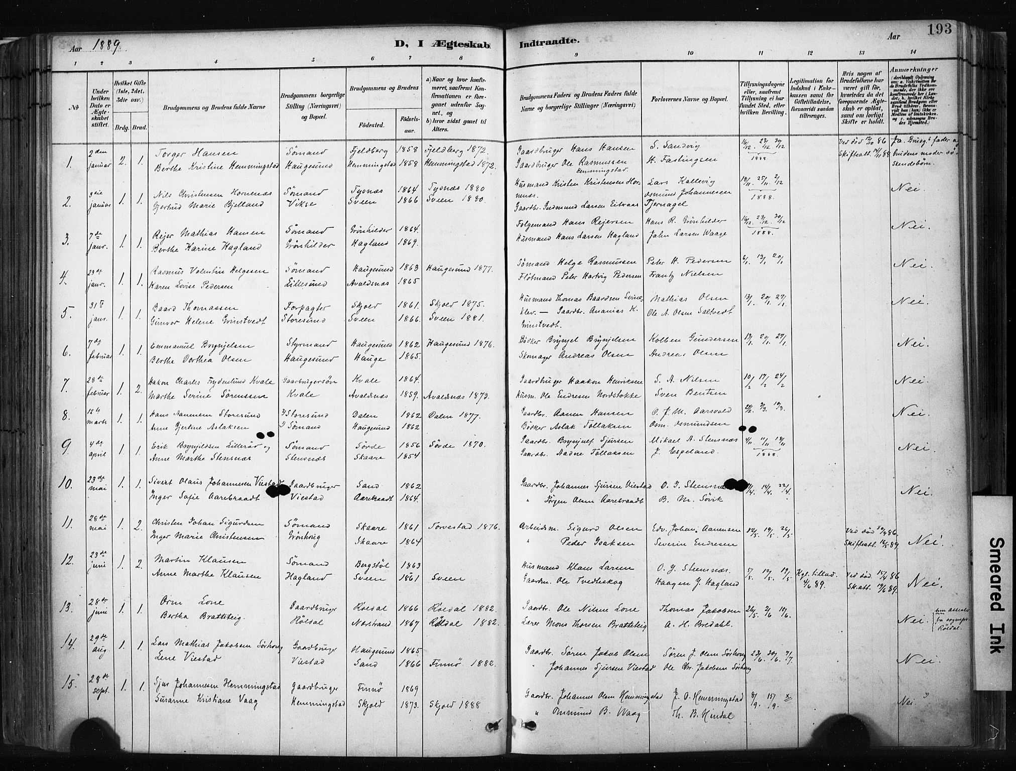 Haugesund sokneprestkontor, SAST/A -101863/H/Ha/Haa/L0004: Parish register (official) no. A 4, 1886-1908, p. 193