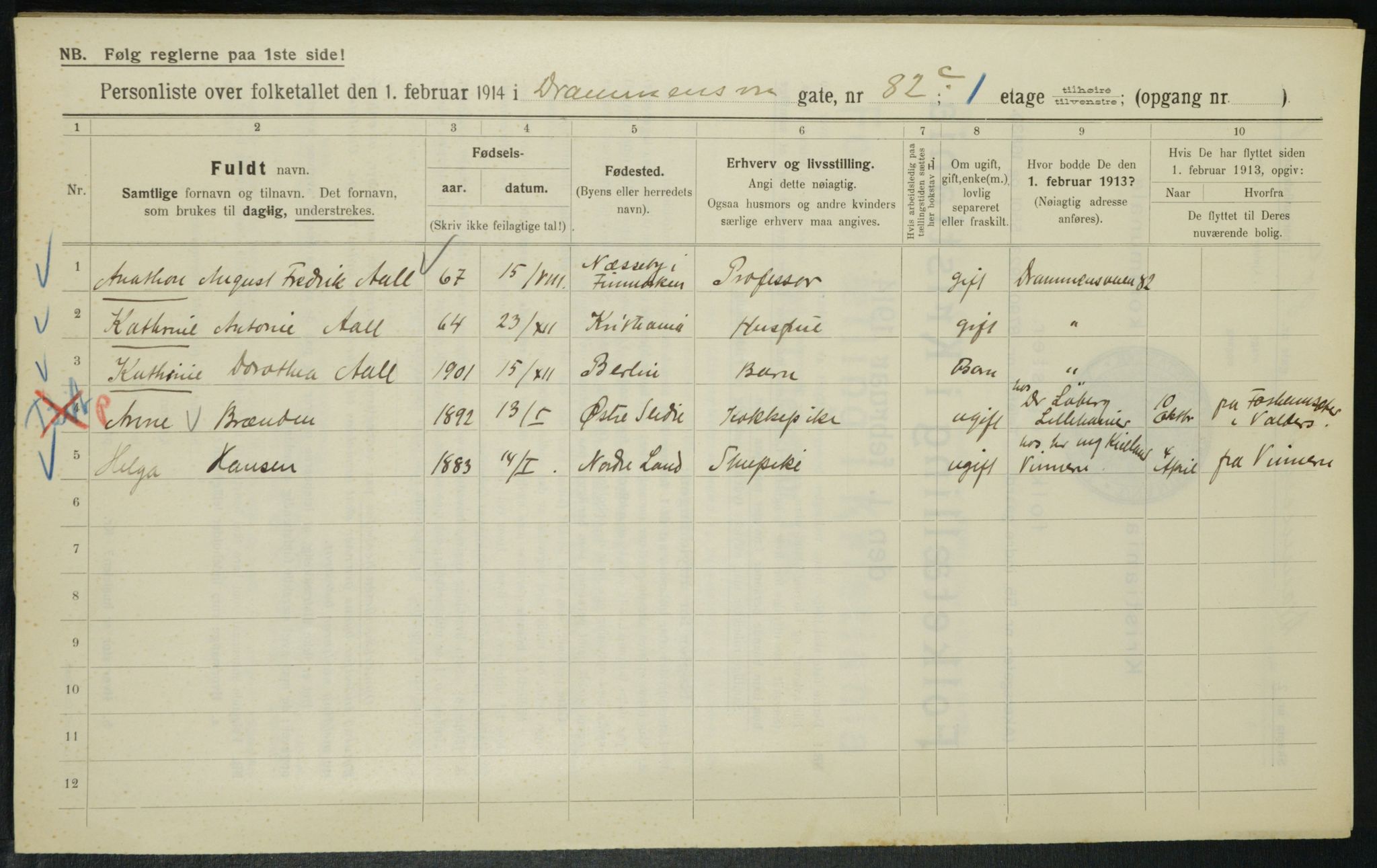 OBA, Municipal Census 1914 for Kristiania, 1914, p. 17075