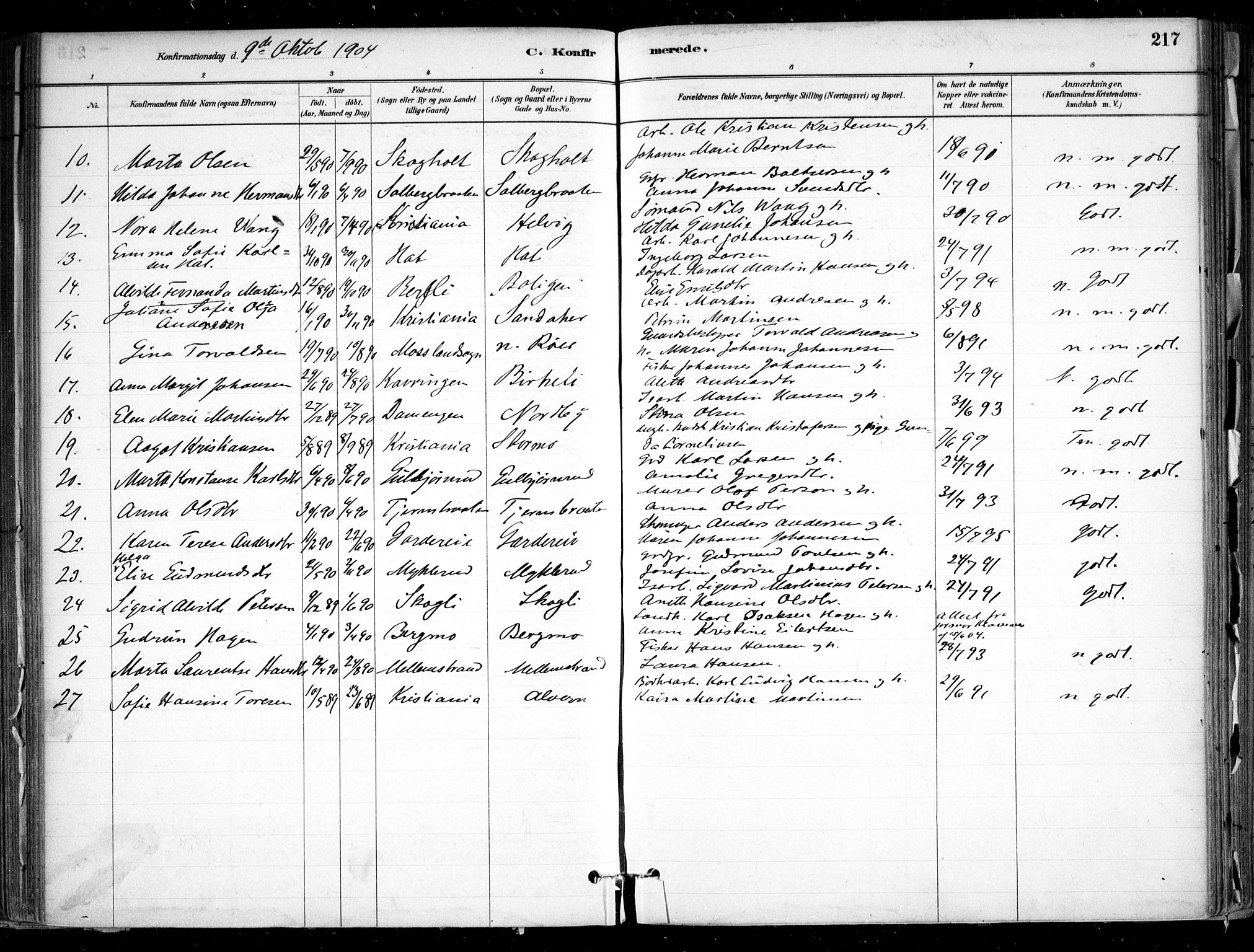 Nesodden prestekontor Kirkebøker, SAO/A-10013/F/Fa/L0009: Parish register (official) no. I 9, 1880-1915, p. 217