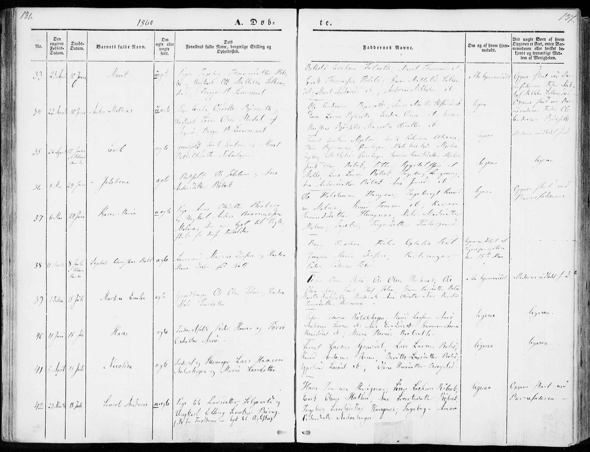 Ministerialprotokoller, klokkerbøker og fødselsregistre - Møre og Romsdal, AV/SAT-A-1454/555/L0653: Parish register (official) no. 555A04, 1843-1869, p. 136-137