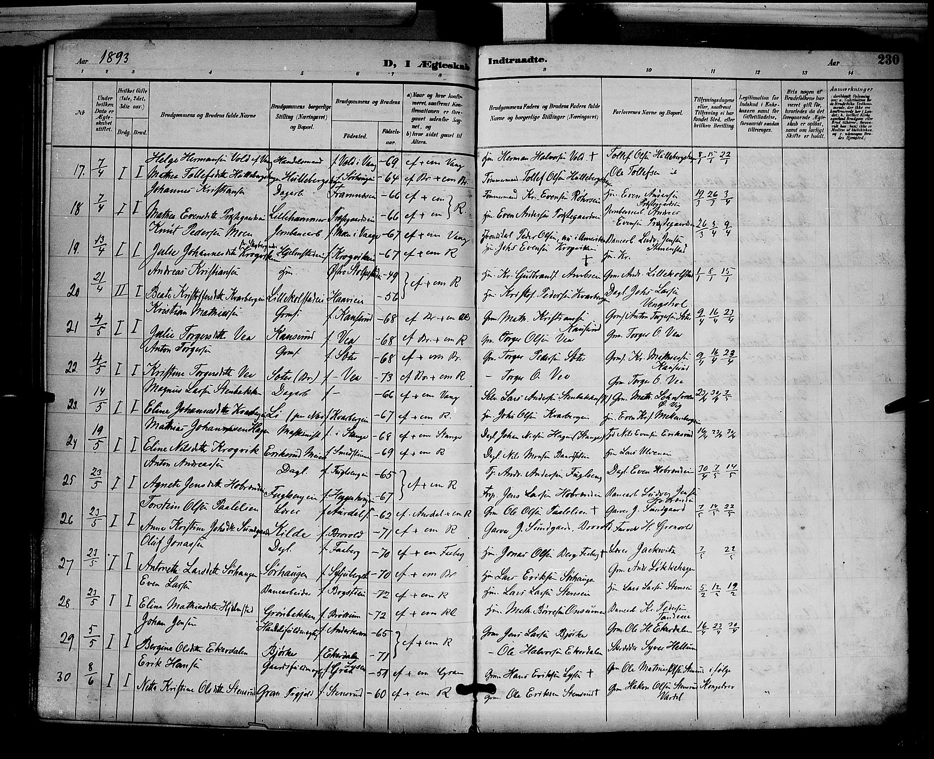 Ringsaker prestekontor, SAH/PREST-014/L/La/L0012: Parish register (copy) no. 12, 1891-1902, p. 230