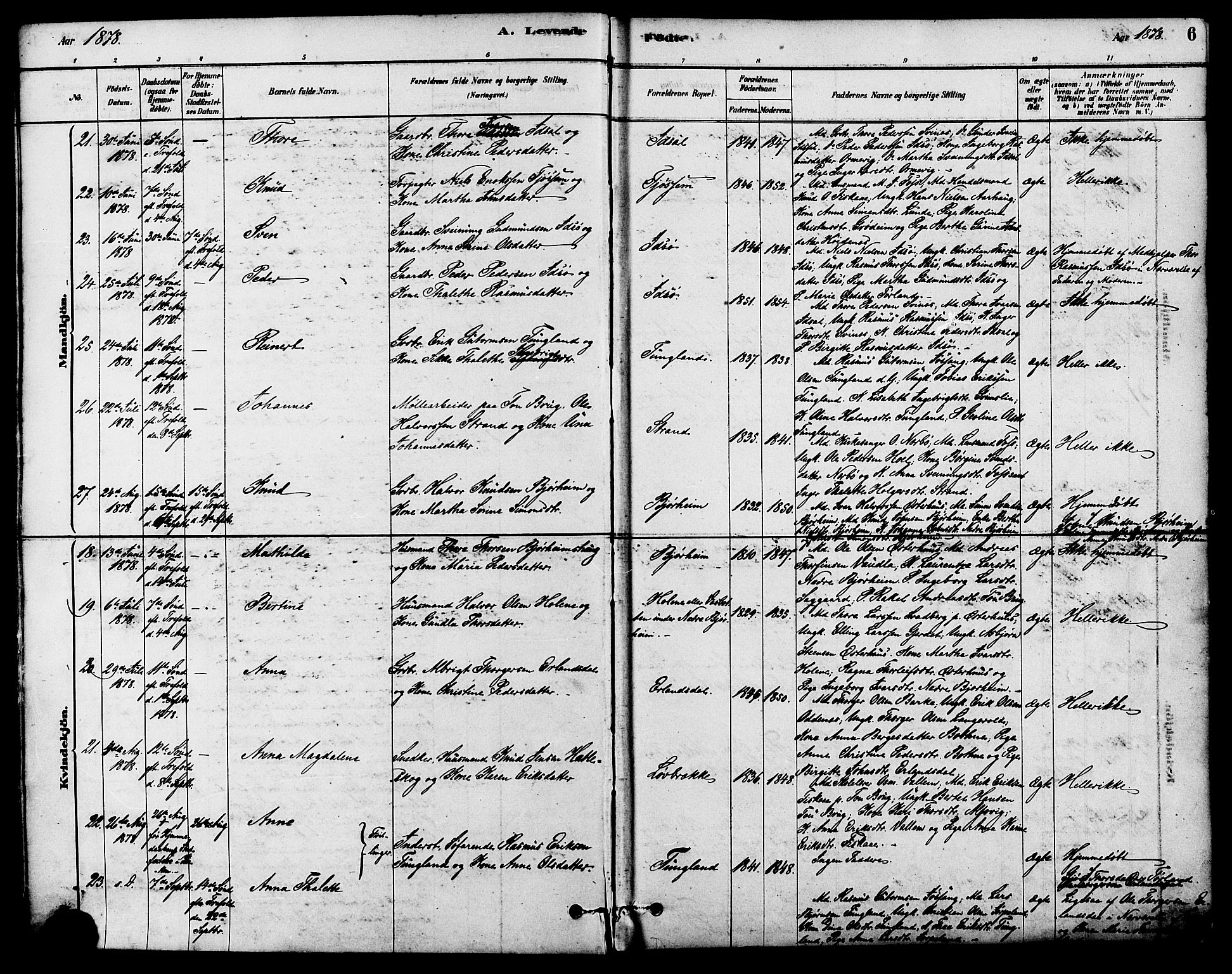 Strand sokneprestkontor, AV/SAST-A-101828/H/Ha/Haa/L0009: Parish register (official) no. A 9, 1877-1908, p. 6