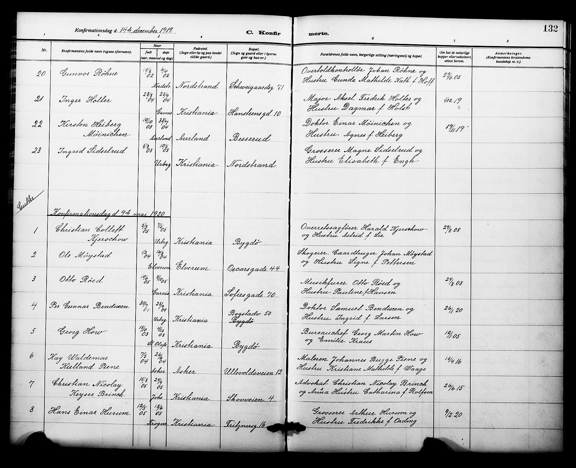 Garnisonsmenigheten Kirkebøker, SAO/A-10846/F/Fa/L0015: Parish register (official) no. 15, 1915-1921, p. 132