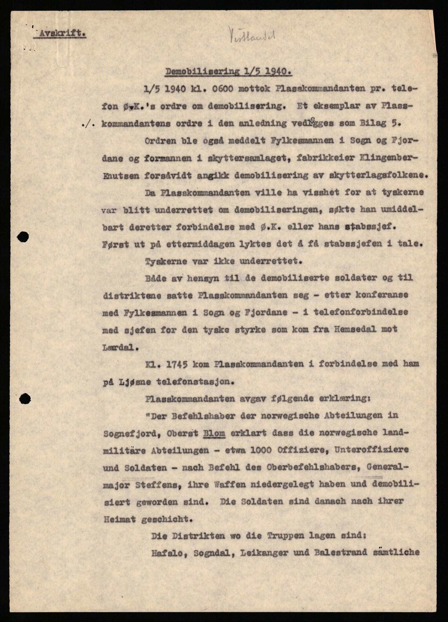 Forsvaret, Forsvarets krigshistoriske avdeling, AV/RA-RAFA-2017/Y/Yf/L0198: II-C-11-2100  -  Kapitulasjonen i 1940, 1940, p. 342