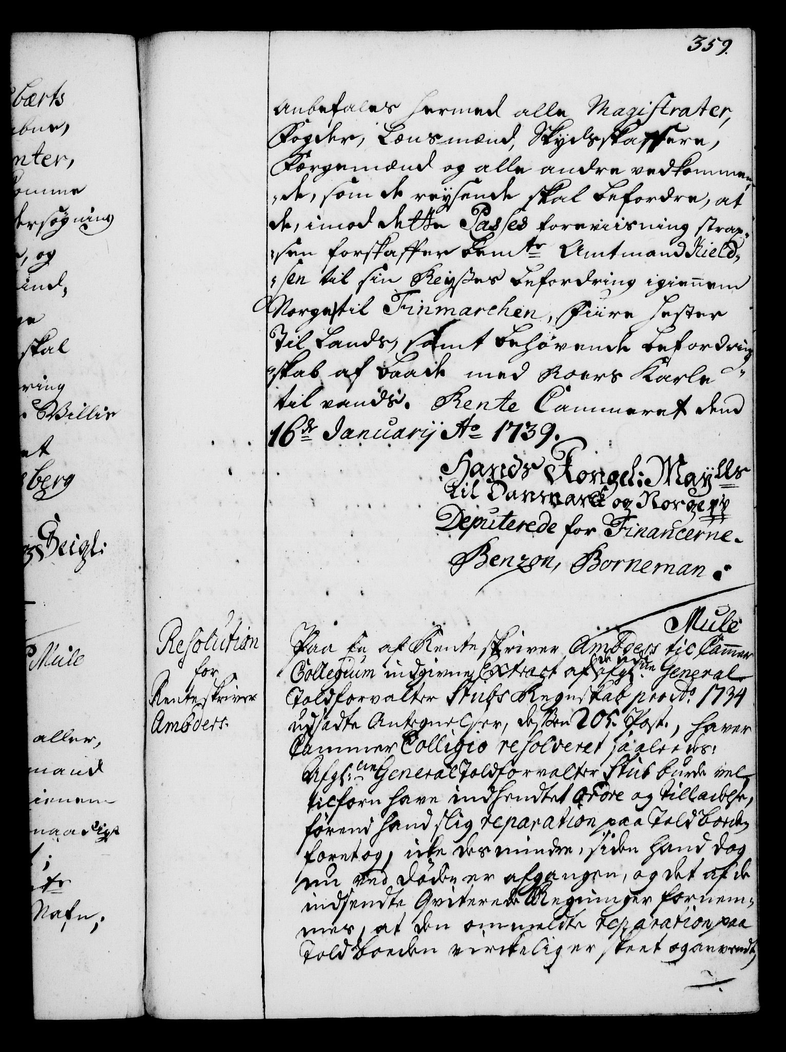 Rentekammeret, Kammerkanselliet, RA/EA-3111/G/Gg/Gga/L0004: Norsk ekspedisjonsprotokoll med register (merket RK 53.4), 1734-1741, p. 359