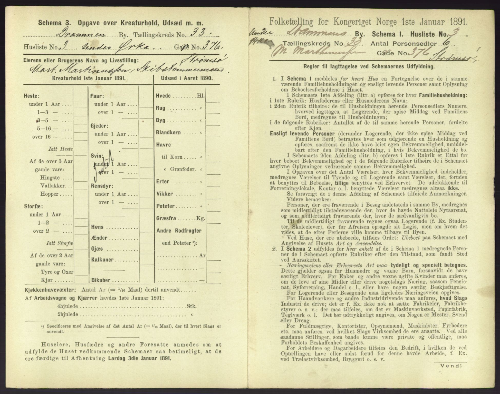 RA, 1891 census for 0602 Drammen, 1891, p. 2875