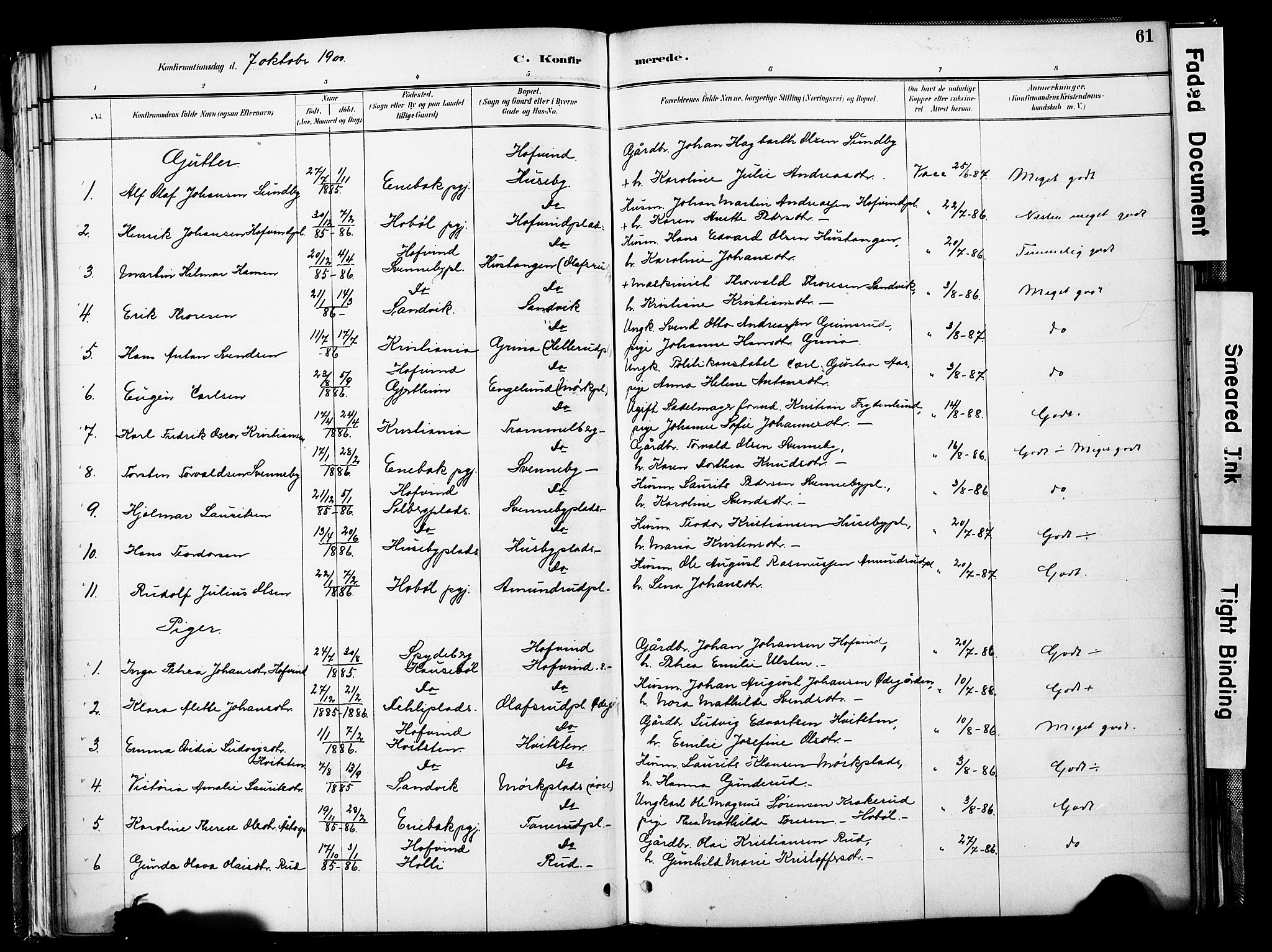 Spydeberg prestekontor Kirkebøker, AV/SAO-A-10924/F/Fb/L0001: Parish register (official) no. II 1, 1886-1907, p. 61
