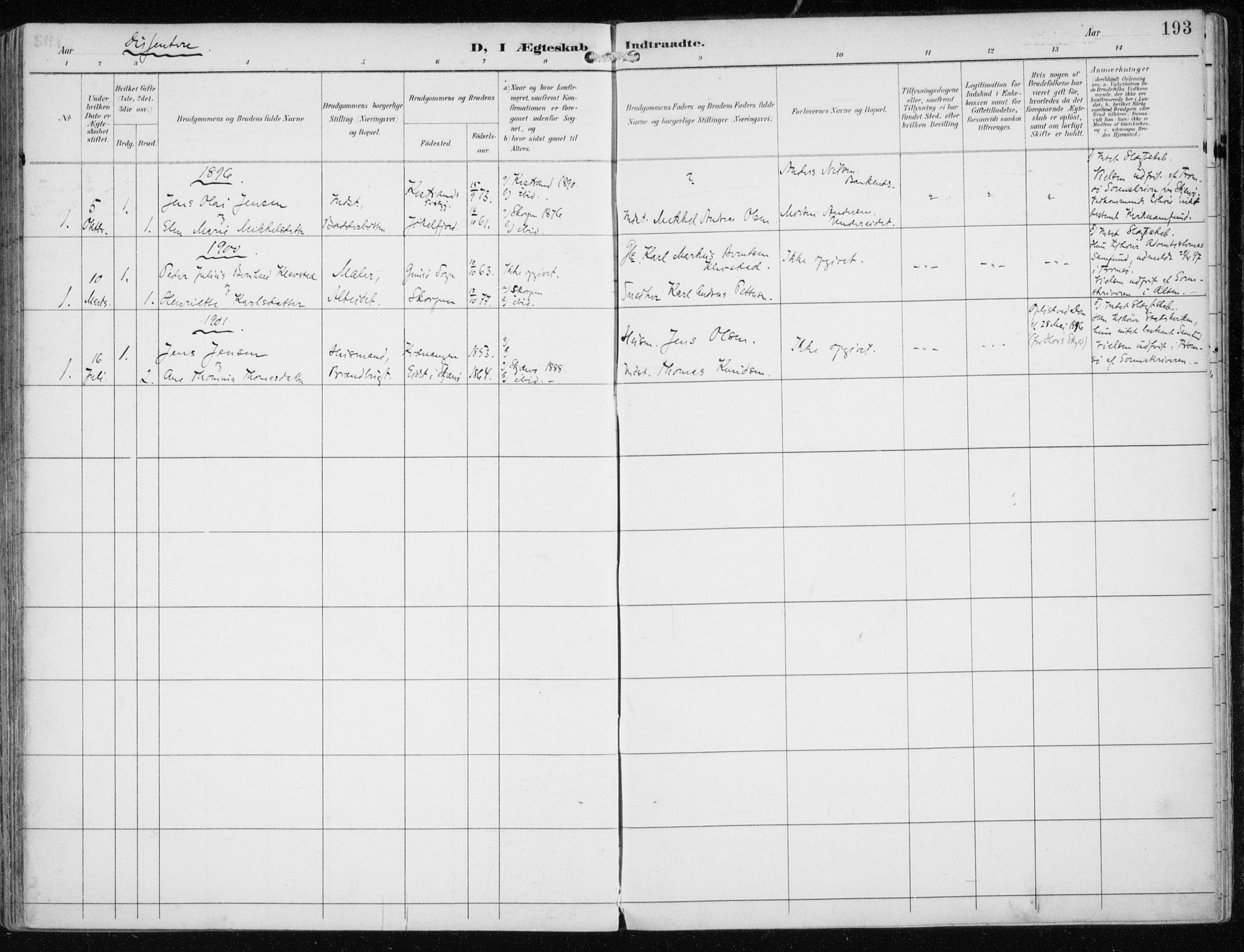 Skjervøy sokneprestkontor, AV/SATØ-S-1300/H/Ha/Haa/L0016kirke: Parish register (official) no. 16, 1892-1908, p. 193