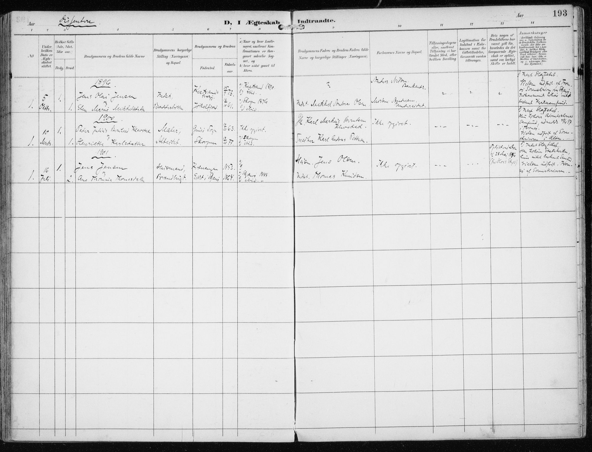 Skjervøy sokneprestkontor, SATØ/S-1300/H/Ha/Haa/L0016kirke: Parish register (official) no. 16, 1892-1908, p. 193