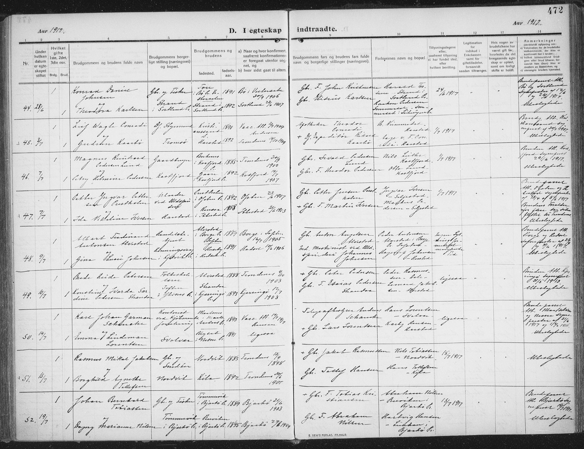Trondenes sokneprestkontor, SATØ/S-1319/H/Ha/L0018kirke: Parish register (official) no. 18, 1909-1918, p. 472